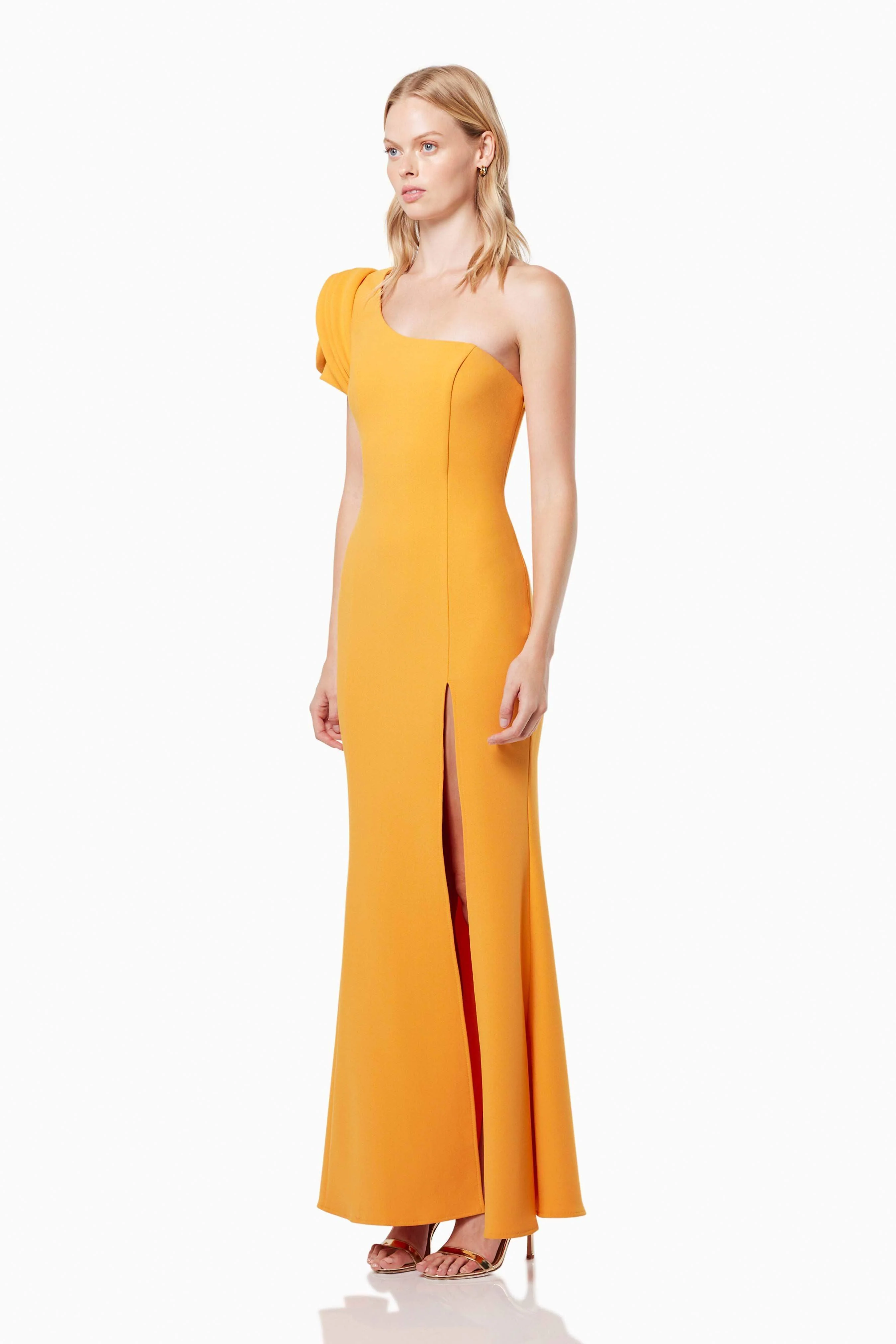 Electronica Rosetta Applique Maxi Dress In Orange