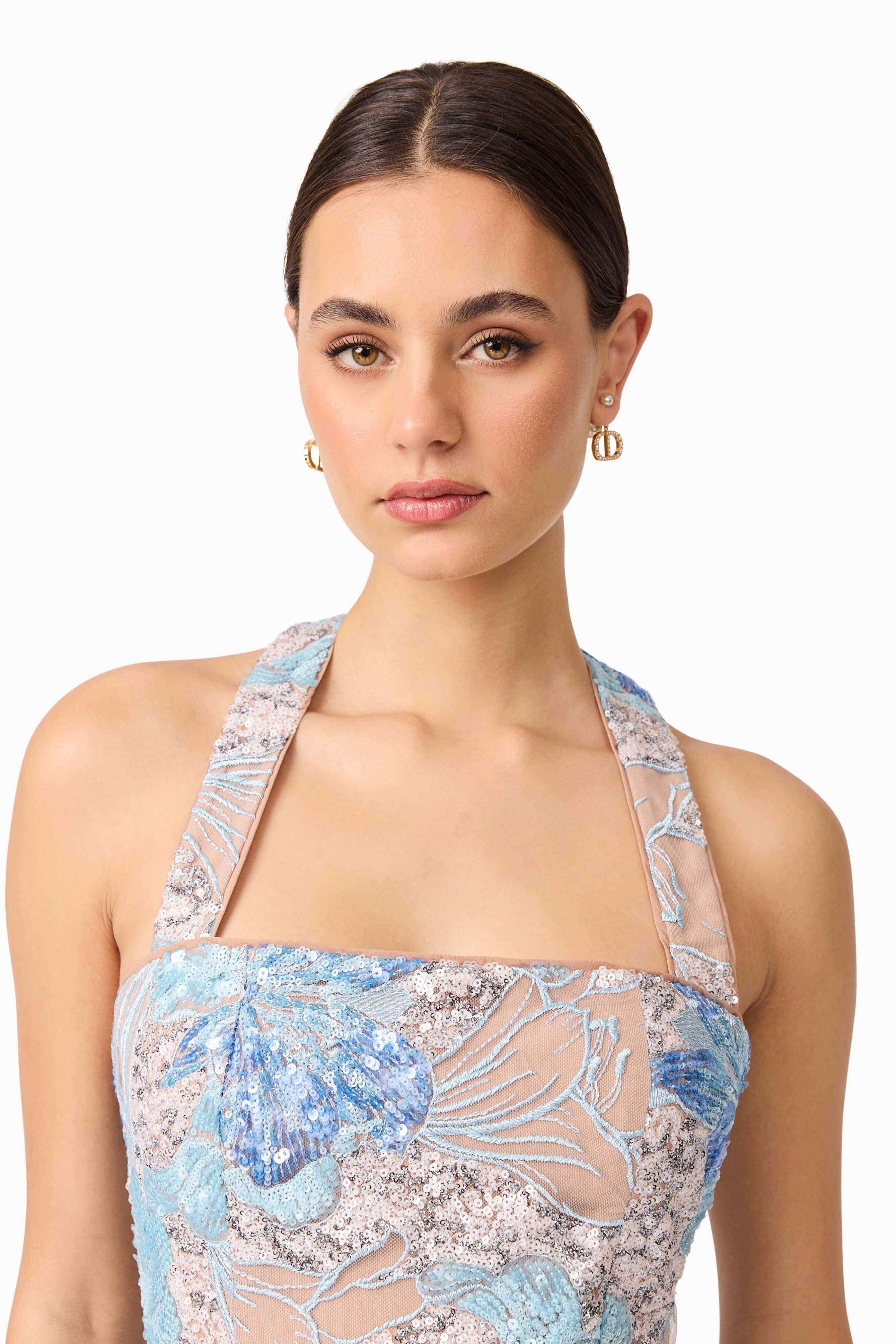 Leonie Sequin Mini Dress in Blue