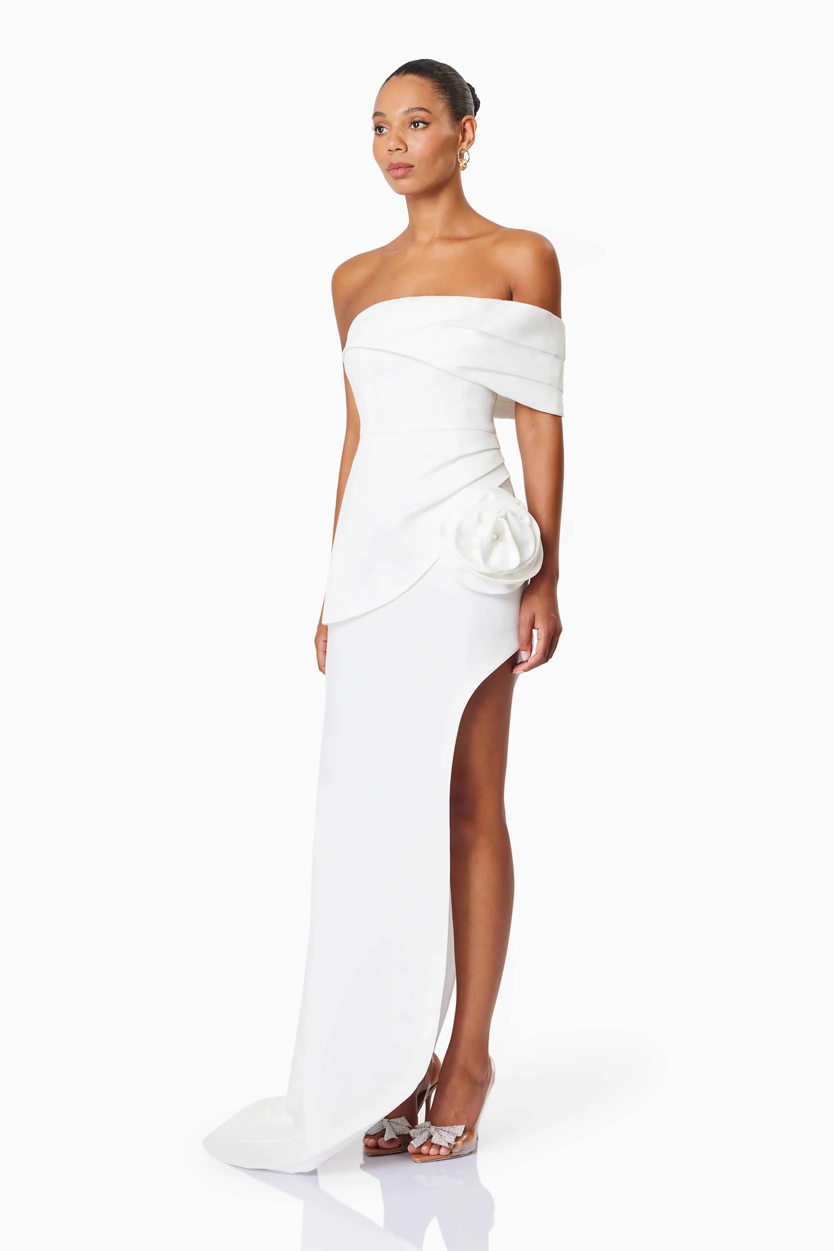 Bethany Off The Shoulder Maxi Gown In White