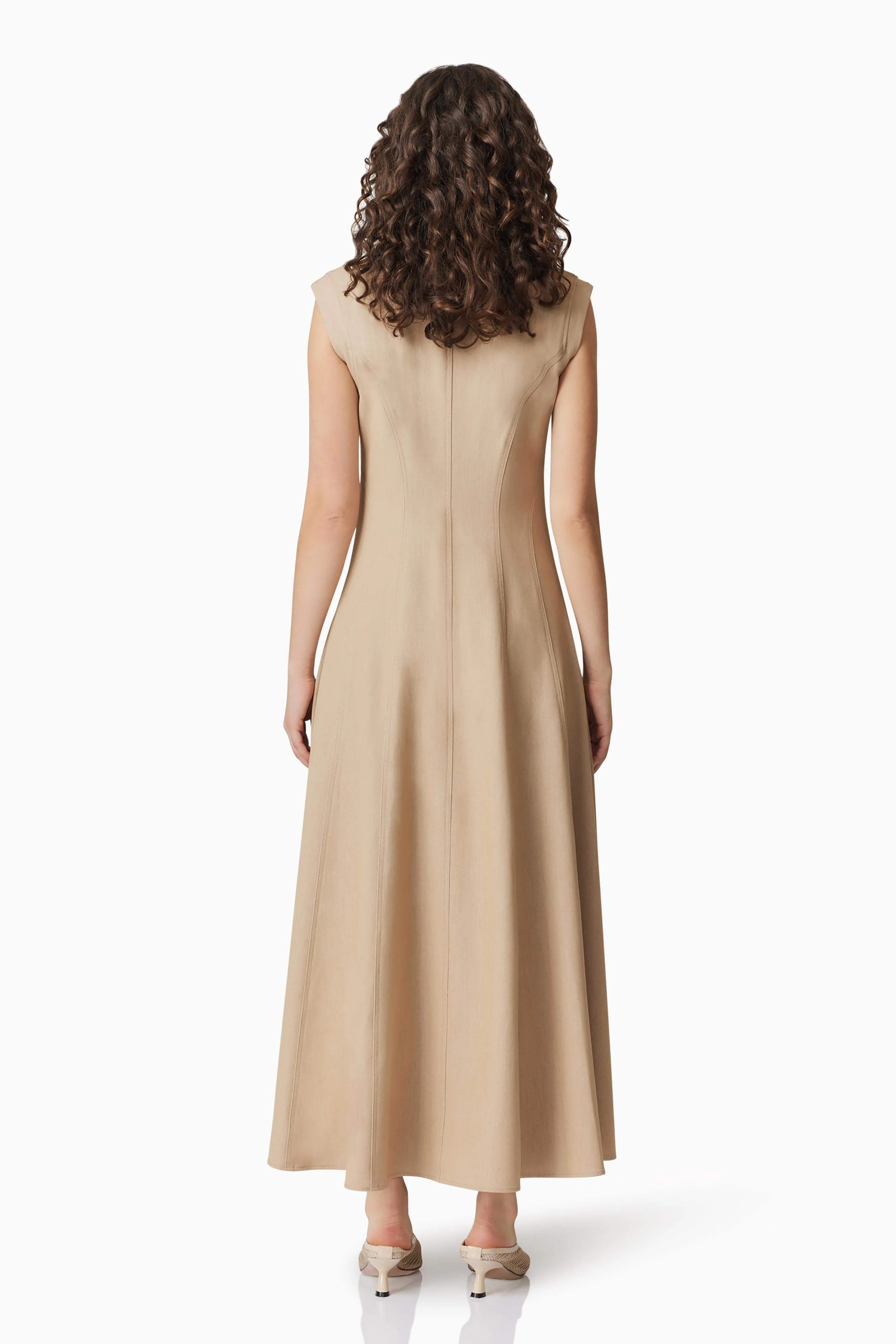 CURAAE Gabriella Midi Dress In Beige