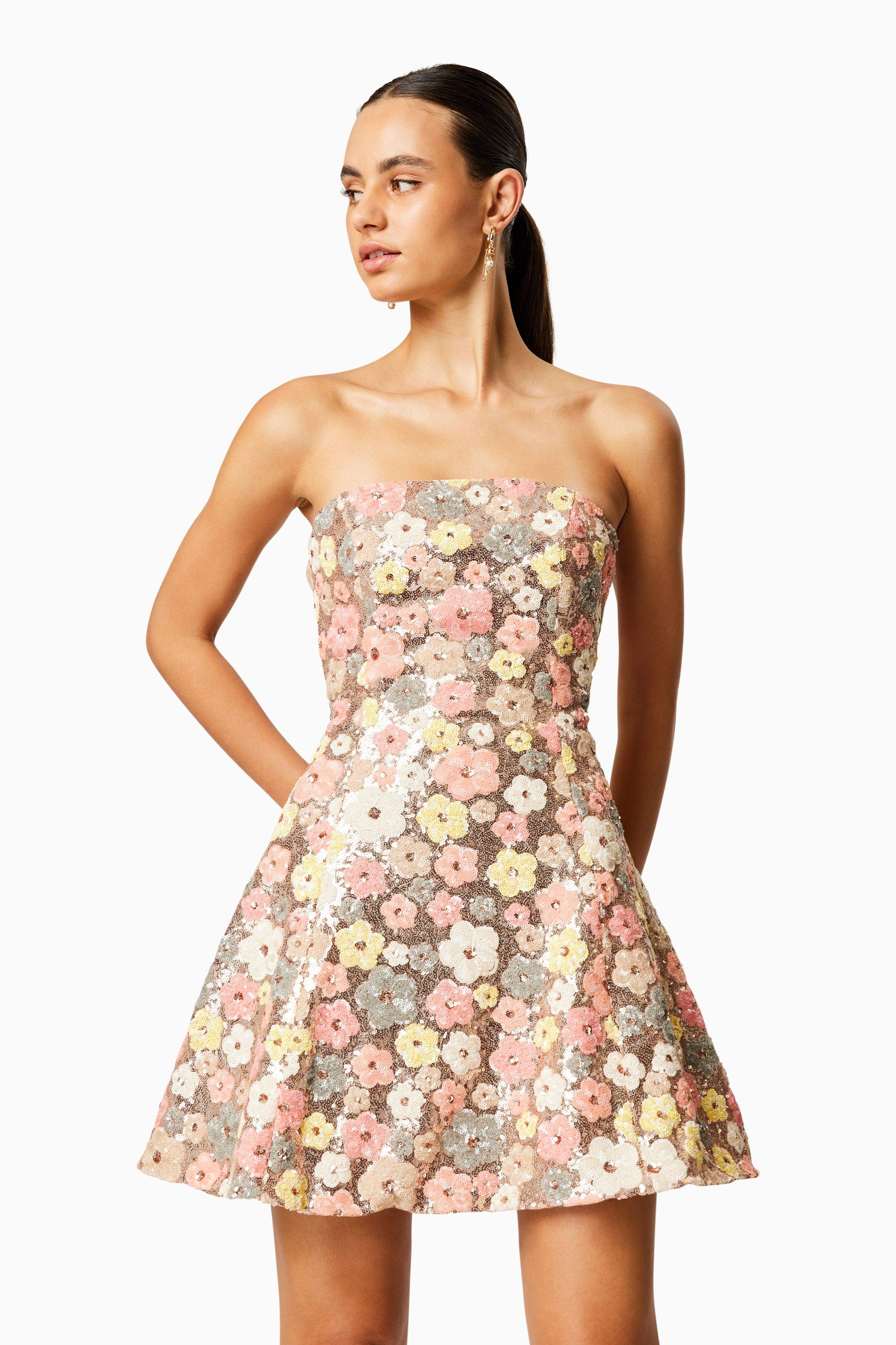 Forsythia Strapless Mini Dress In Multi