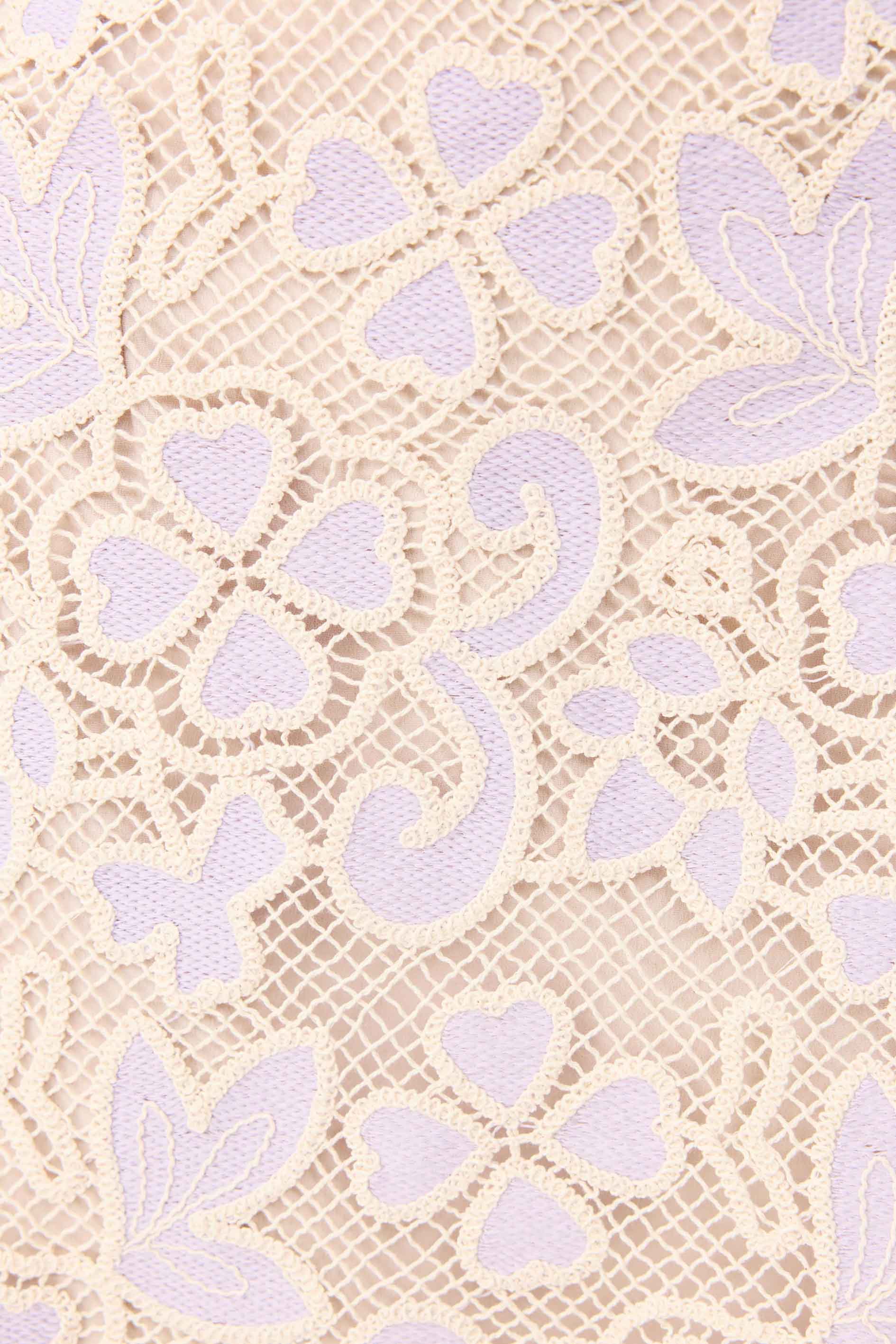 Jasmine Crochet Mini Dress in Purple & Beige