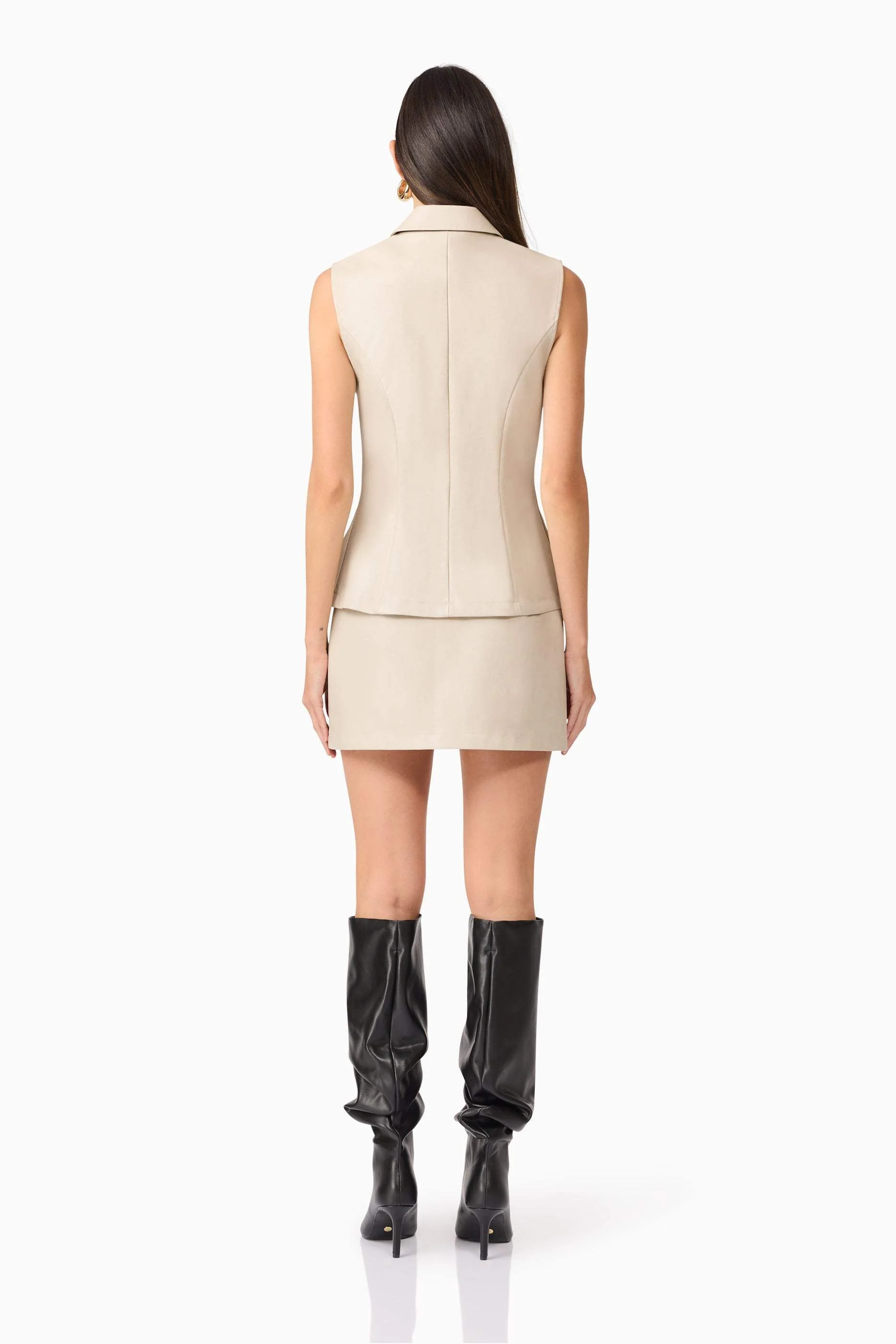 CURAAE Malia Leather Vest In Beige