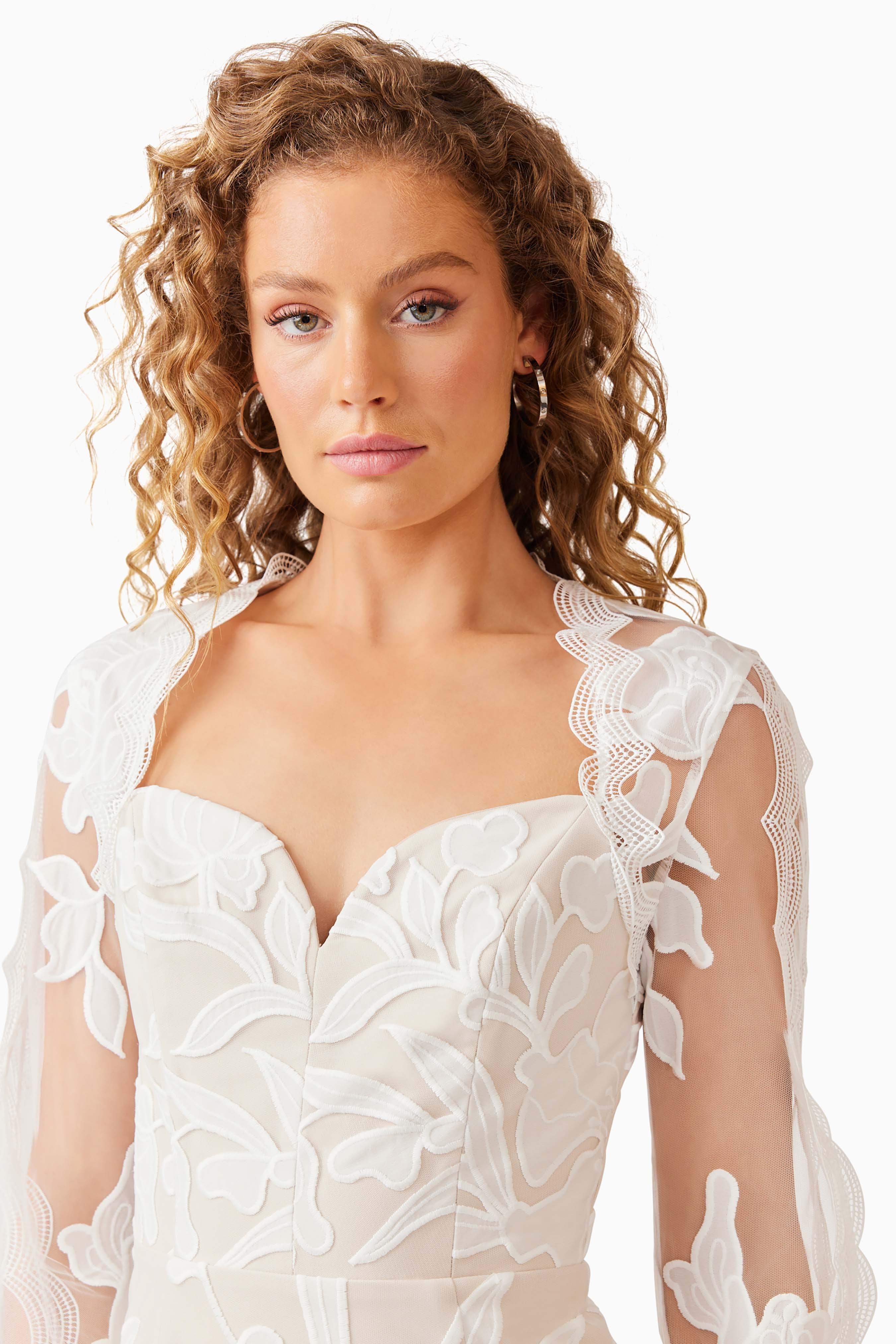 Florian Long Sleeve Mini Dress in White