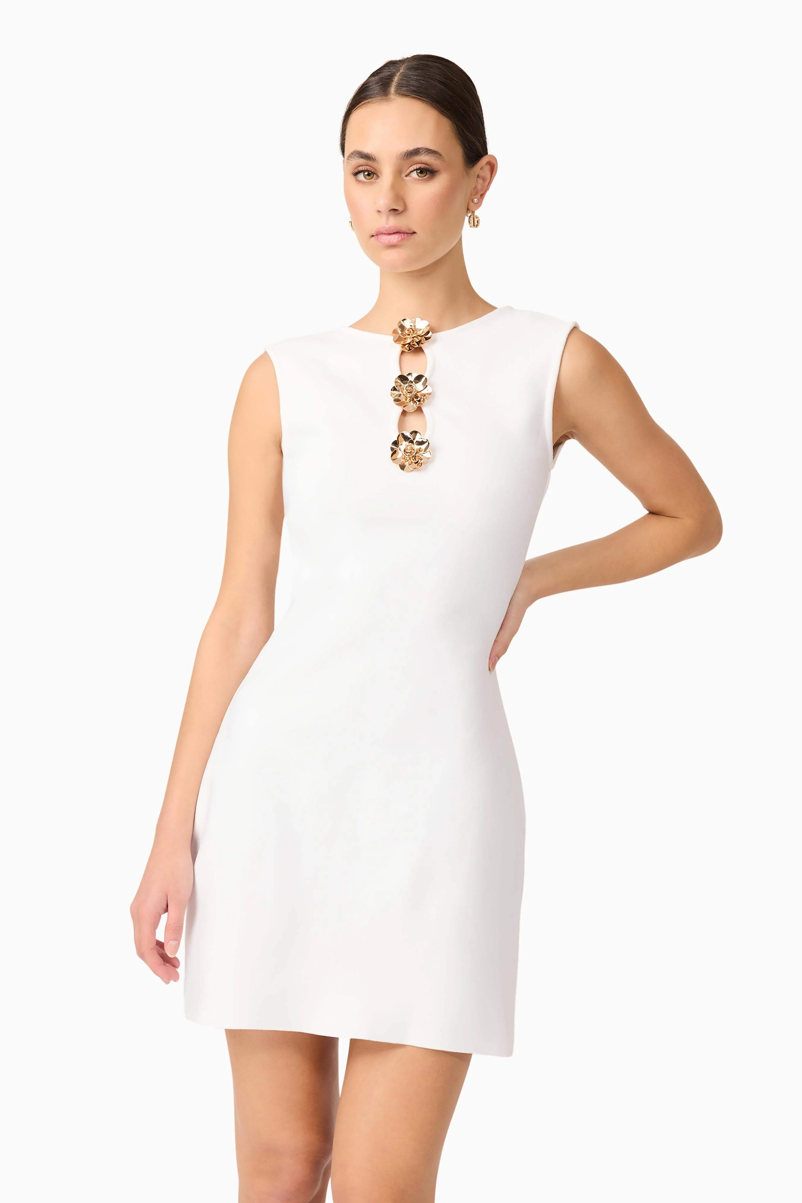 Celina Low Back Mini Dress in White