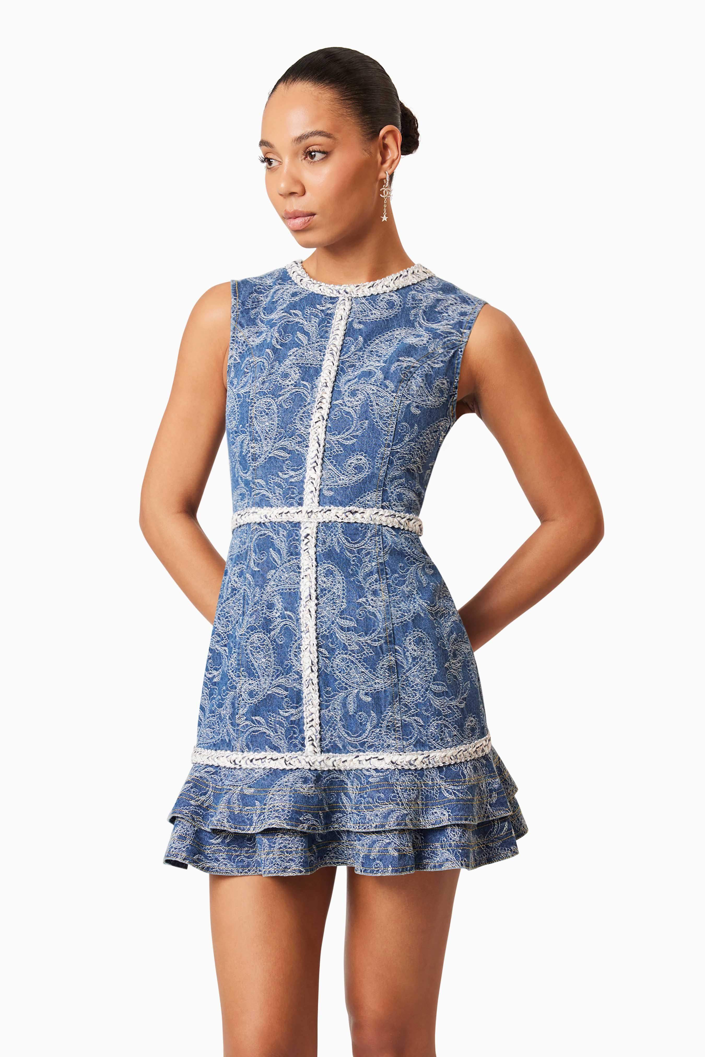 Denver Ruffled Mini Dress in Blue