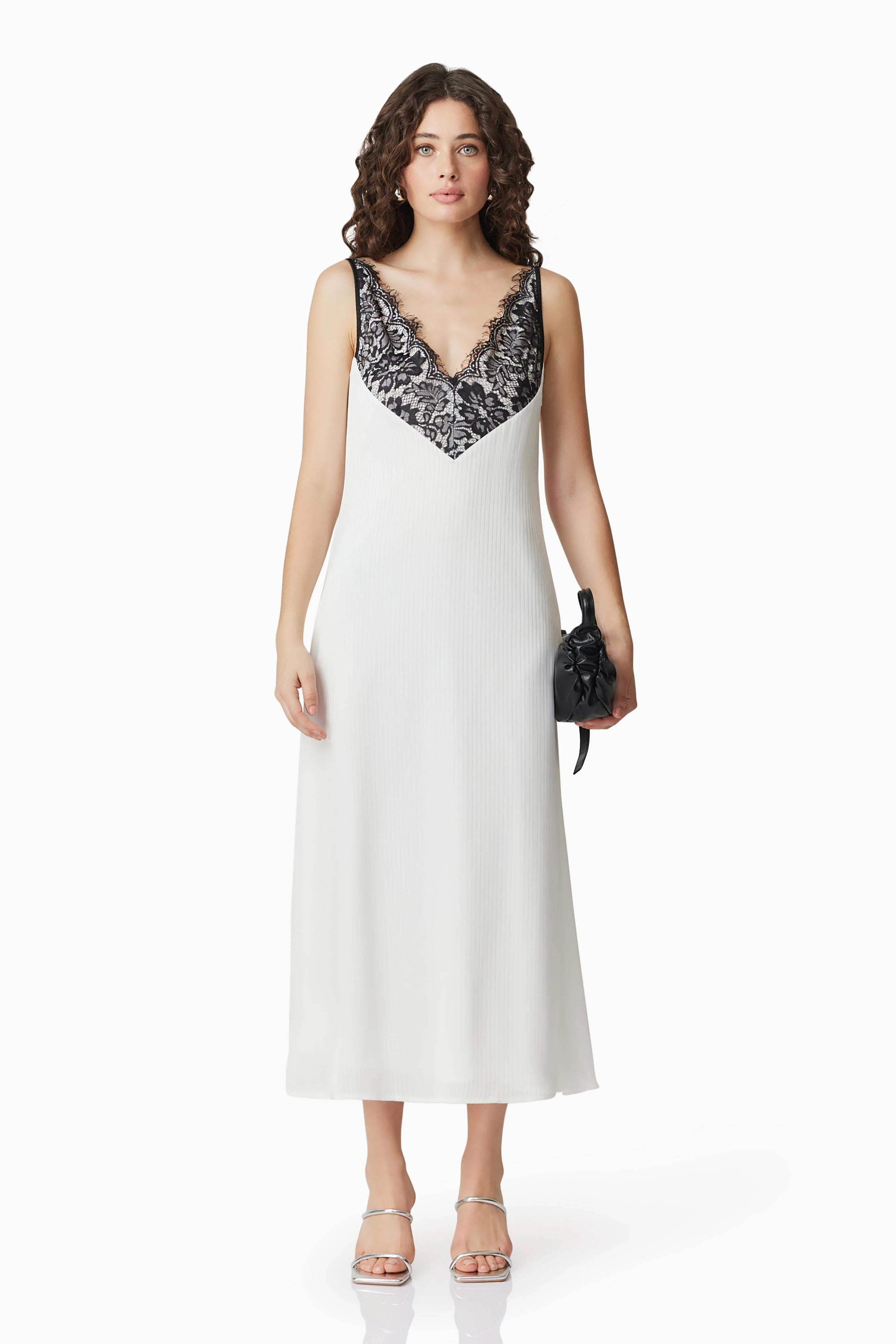 CURAAE Valentina Lace Midi Dress In White