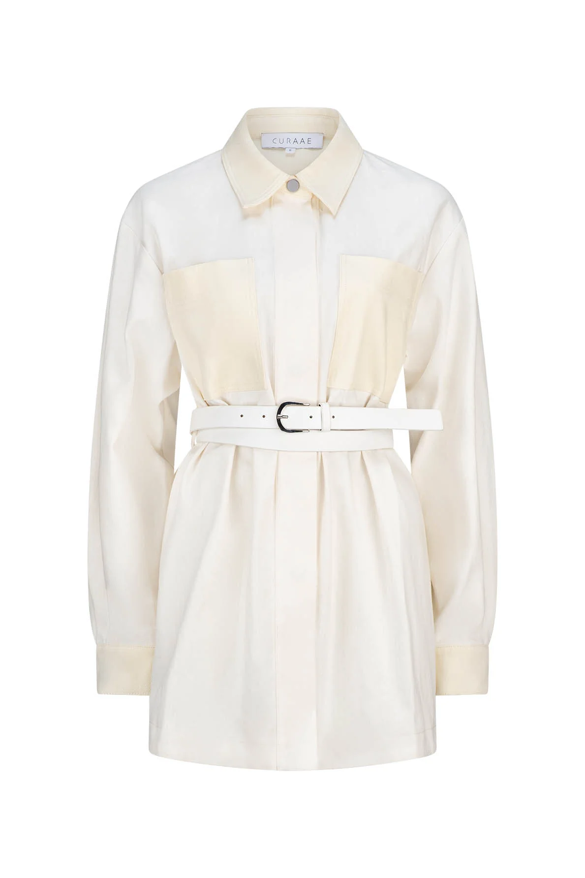 CURAAE Kent Long Sleeve Mini Dress in White