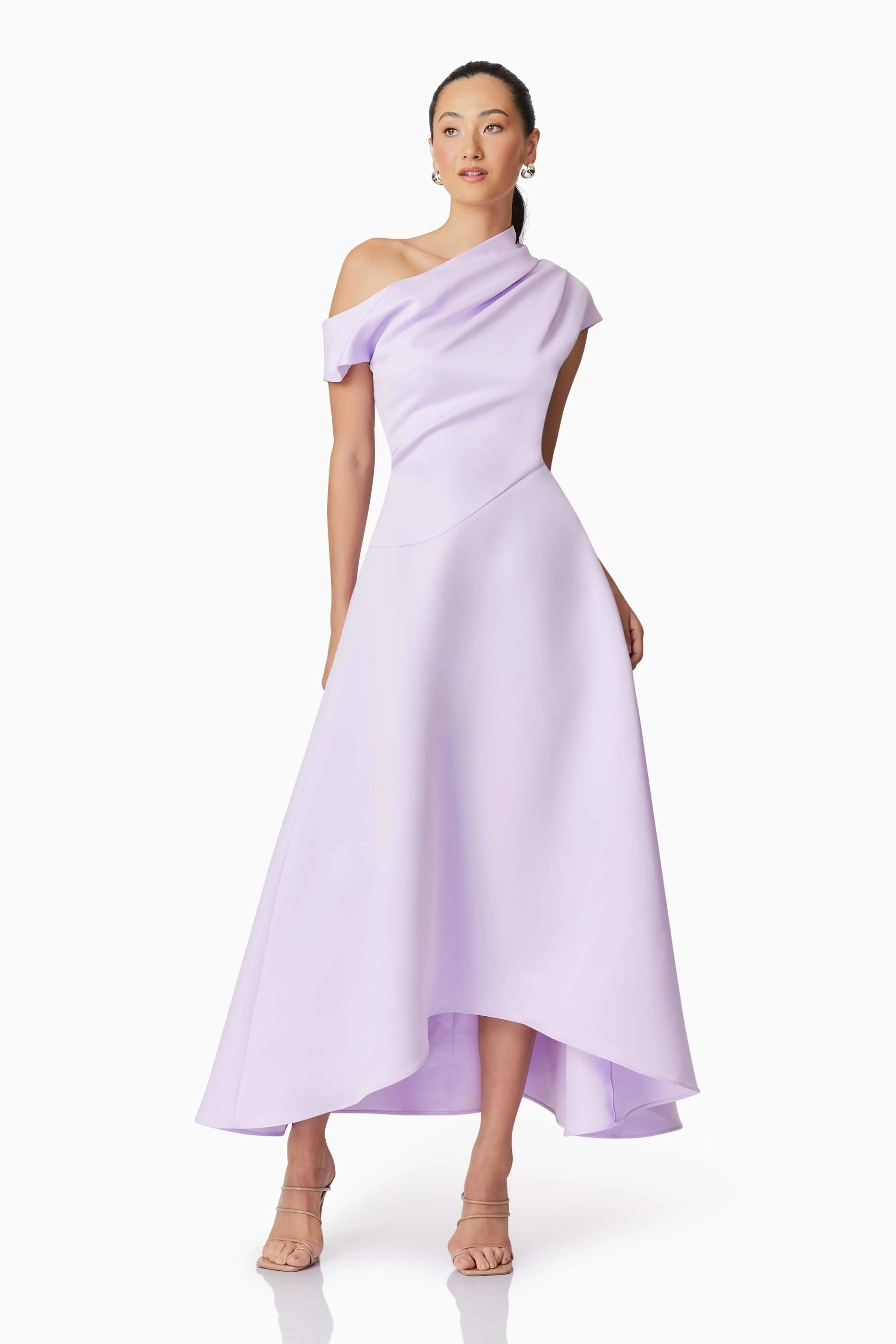 Marissa One Shoulder Gown in Purple