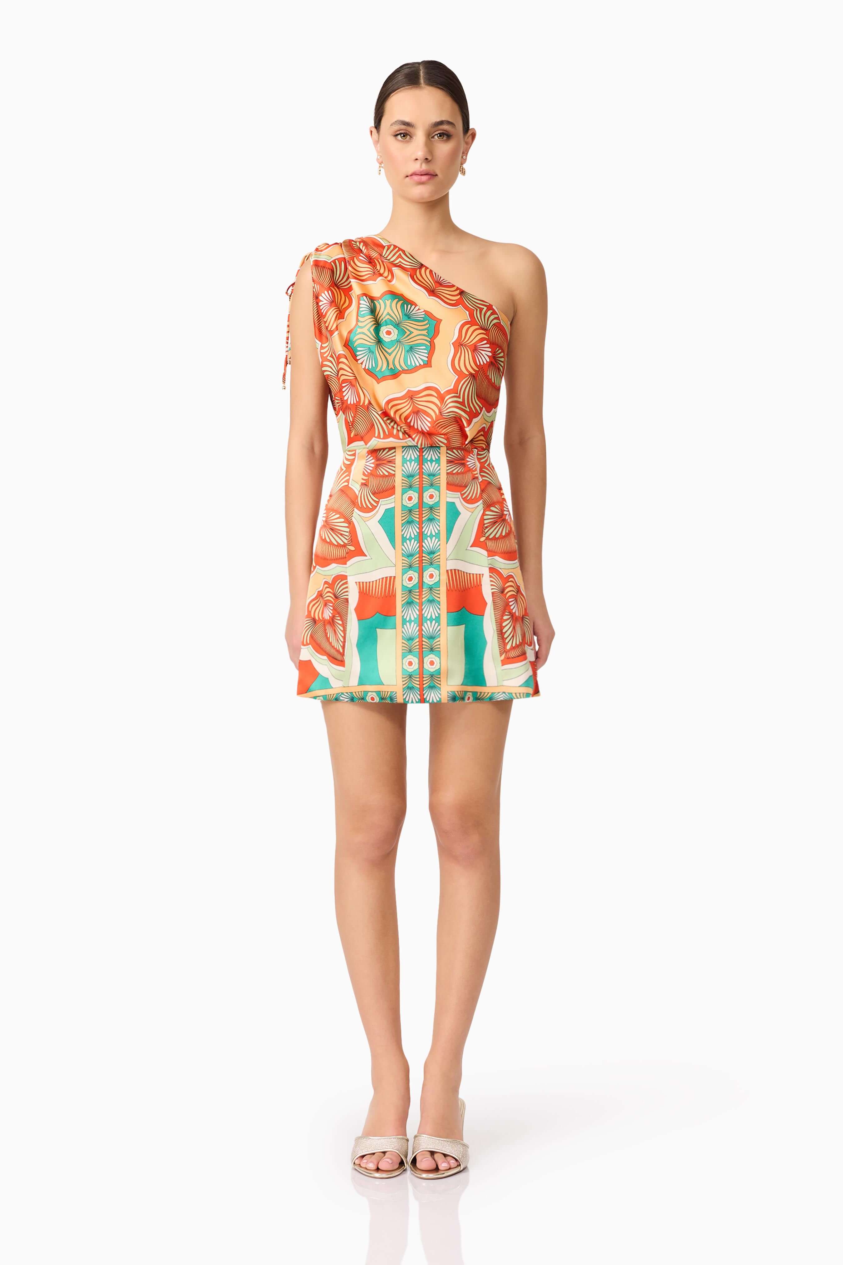 Neomi One Shoulder Mini Dress in Orange