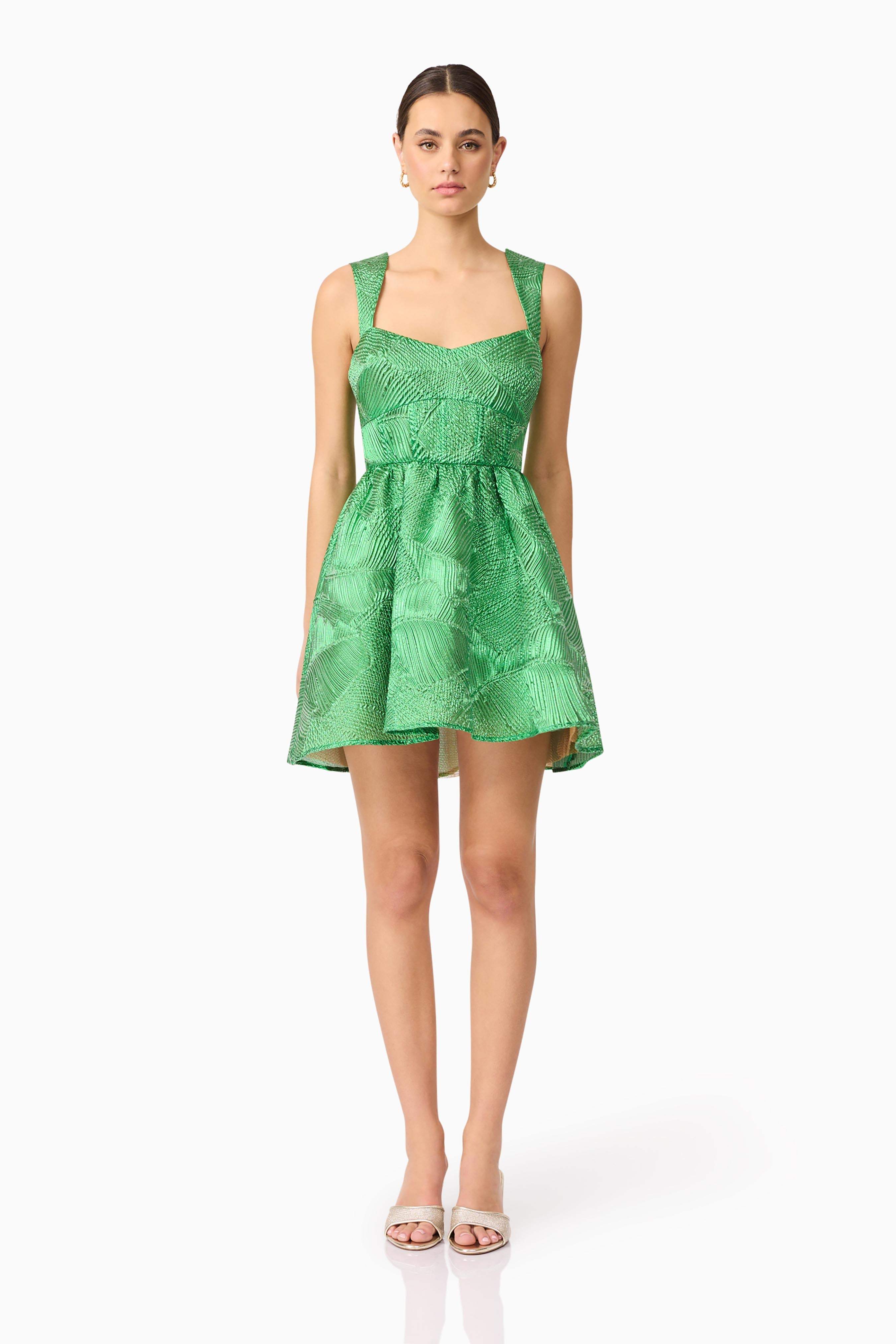 Ginnifer A-Line Mini Dress in Green
