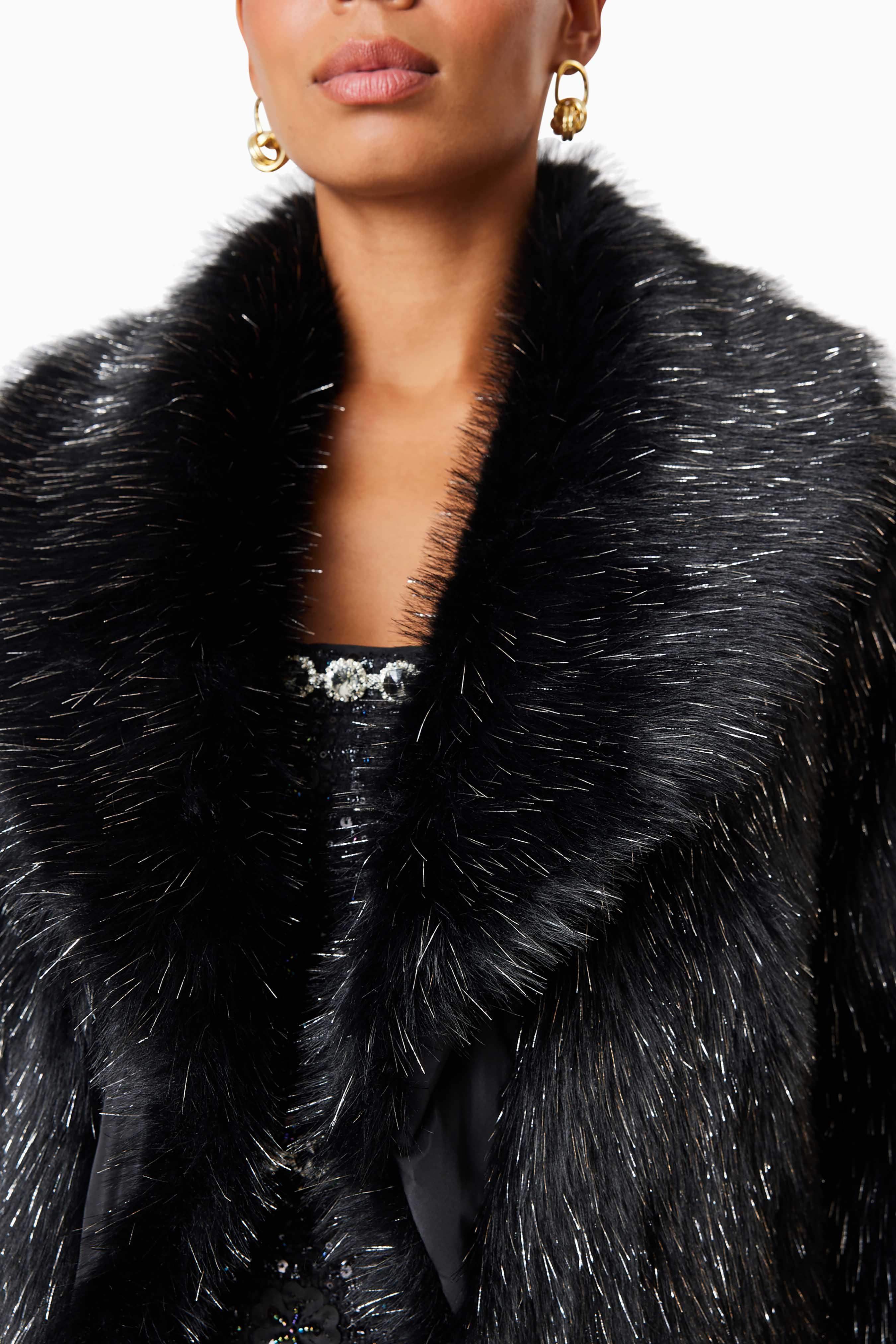 Cosette Faux Fur Coat In Black
