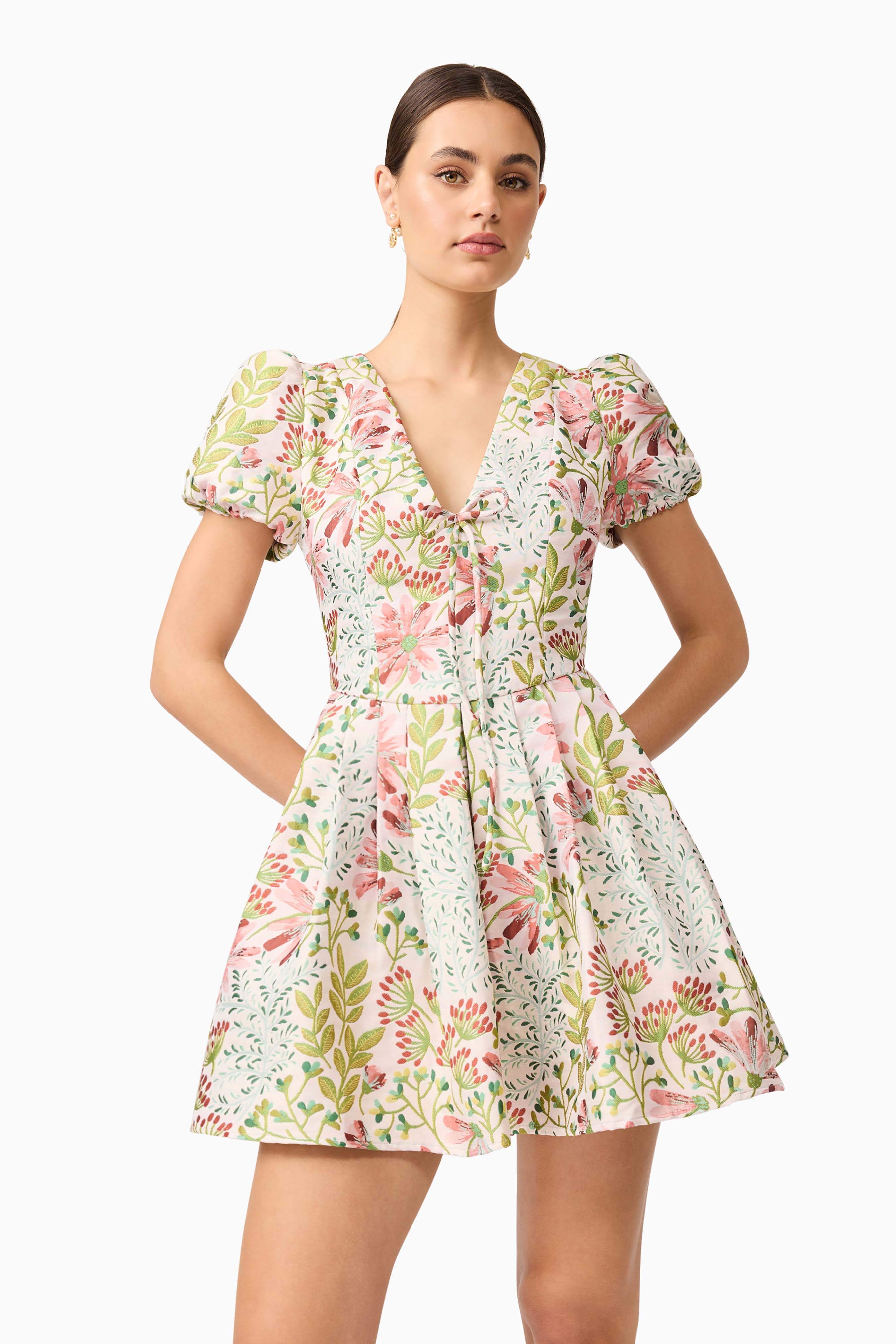 Calaantha Puff Sleeve Mini Dress in Floral