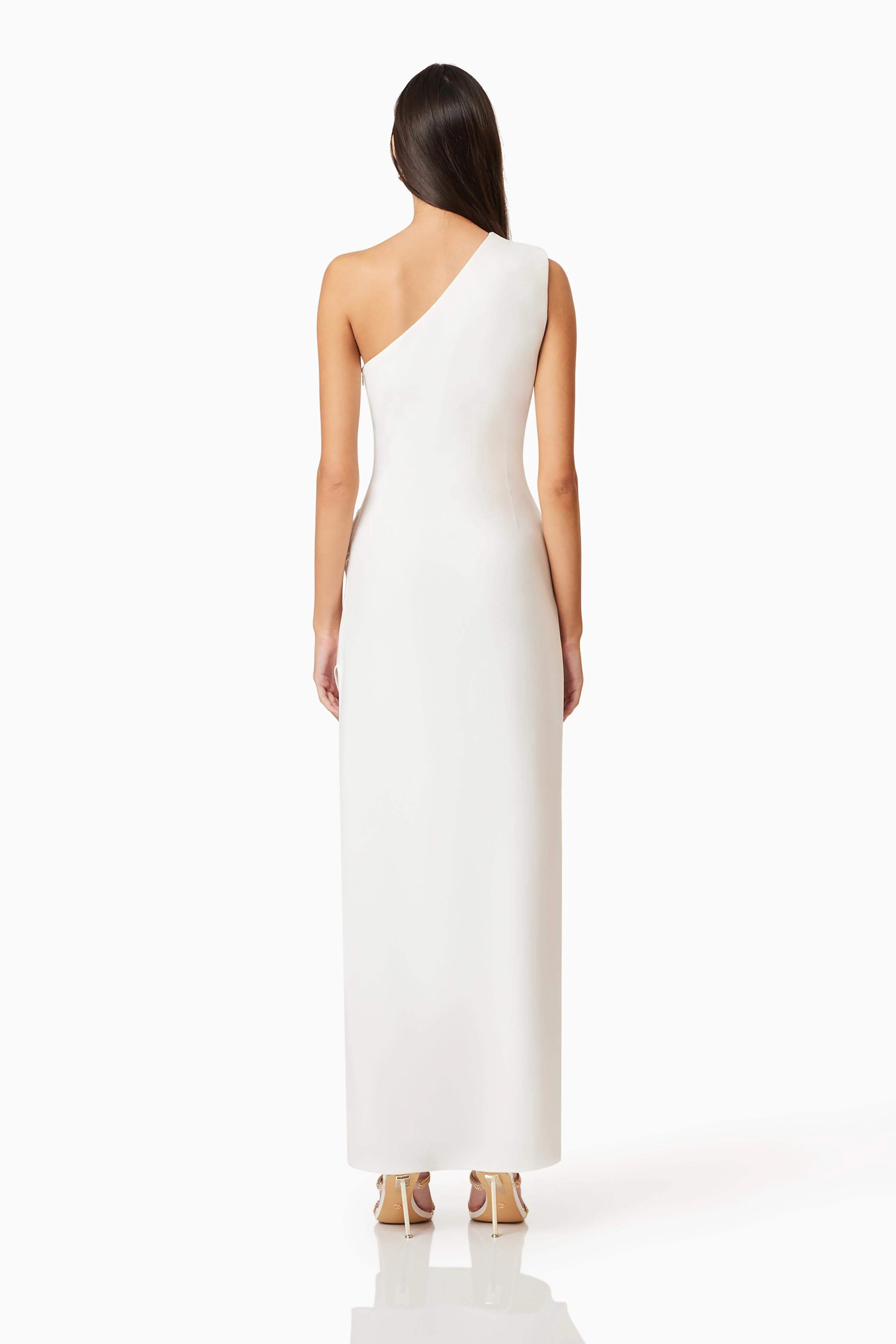 Janelle One Shoulder Gown In White