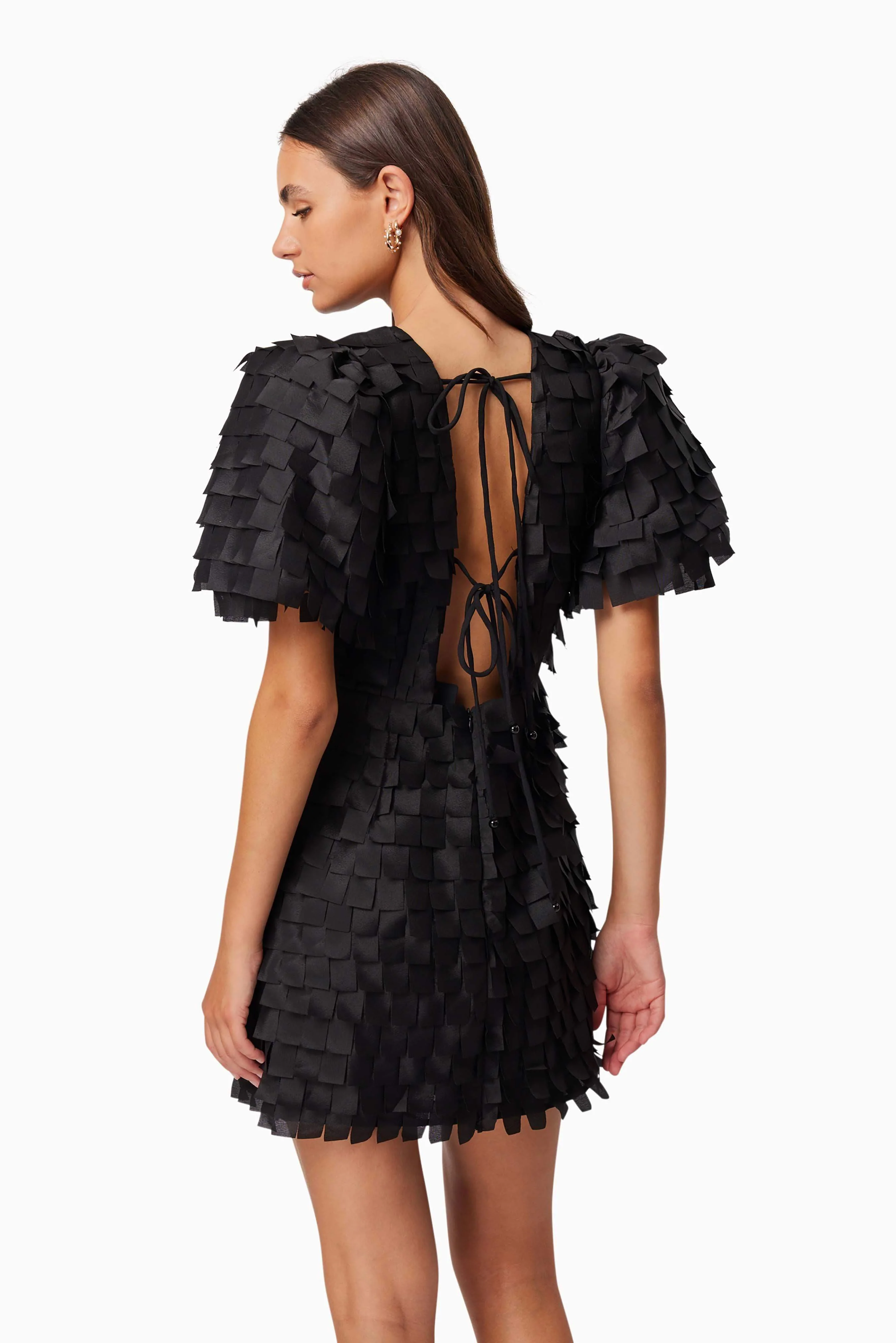 Hailey Textured 3D Mini Dress In Black