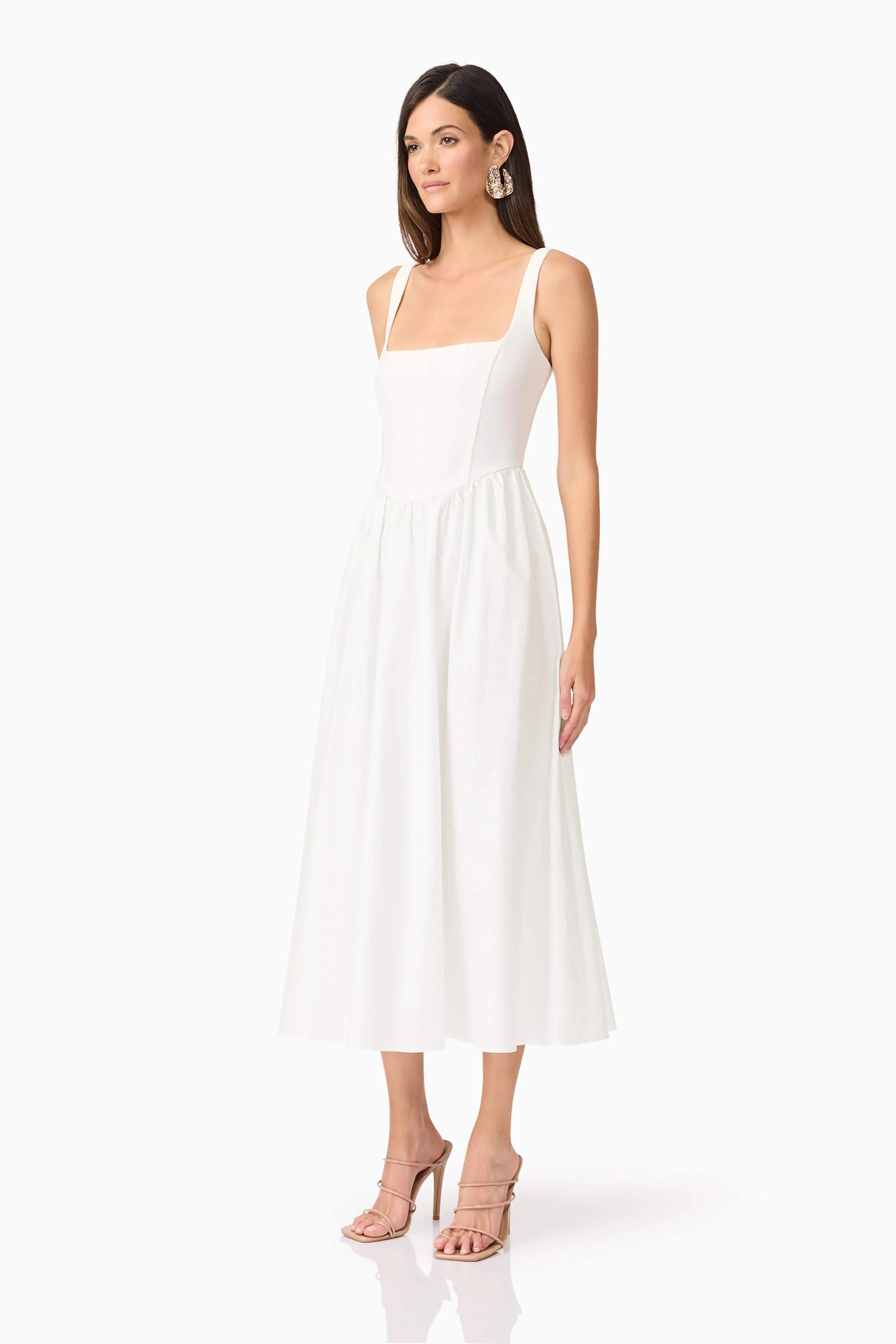 Ingrid Corset Midi Dress in White