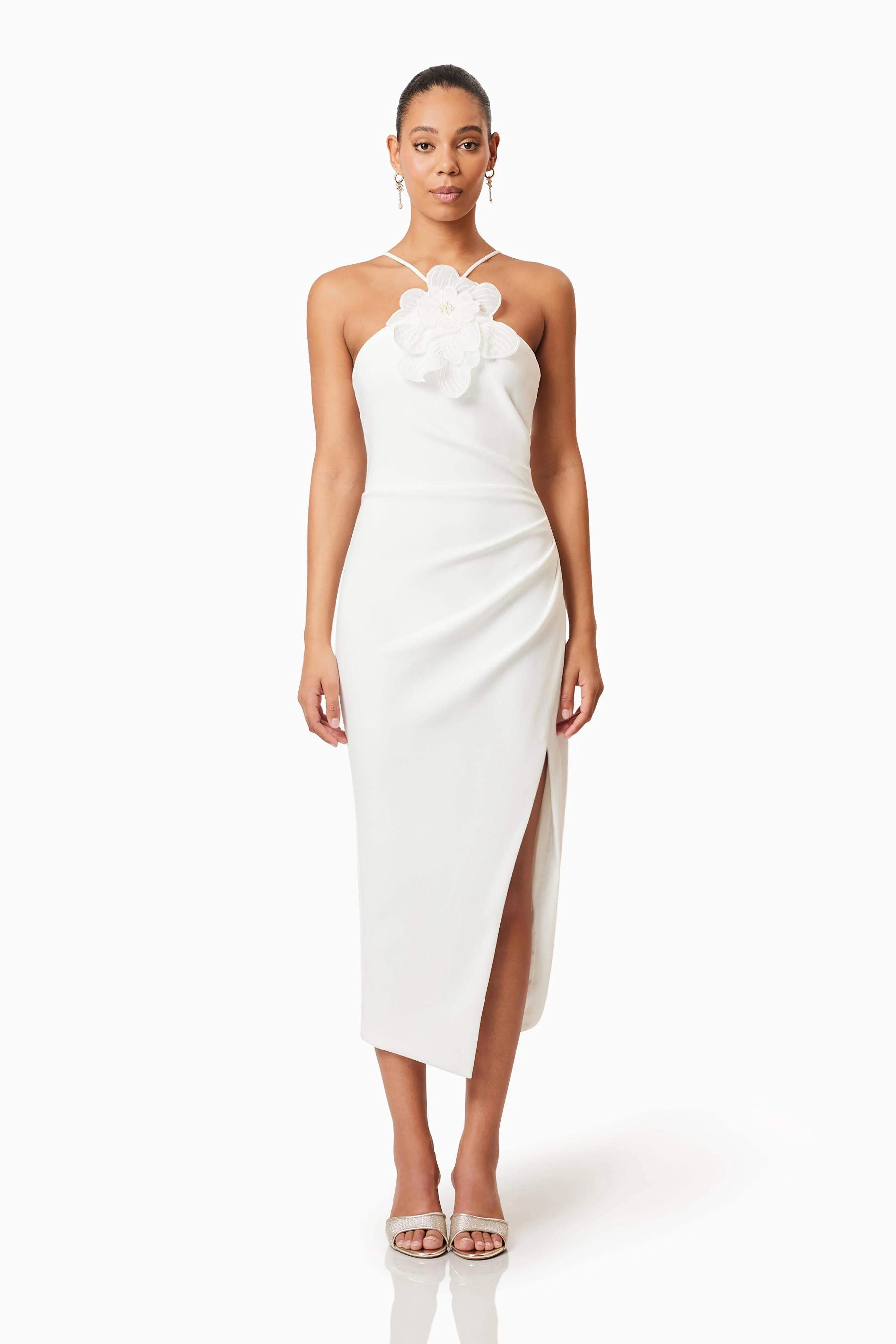 Janelle 3D Midi Dress In White