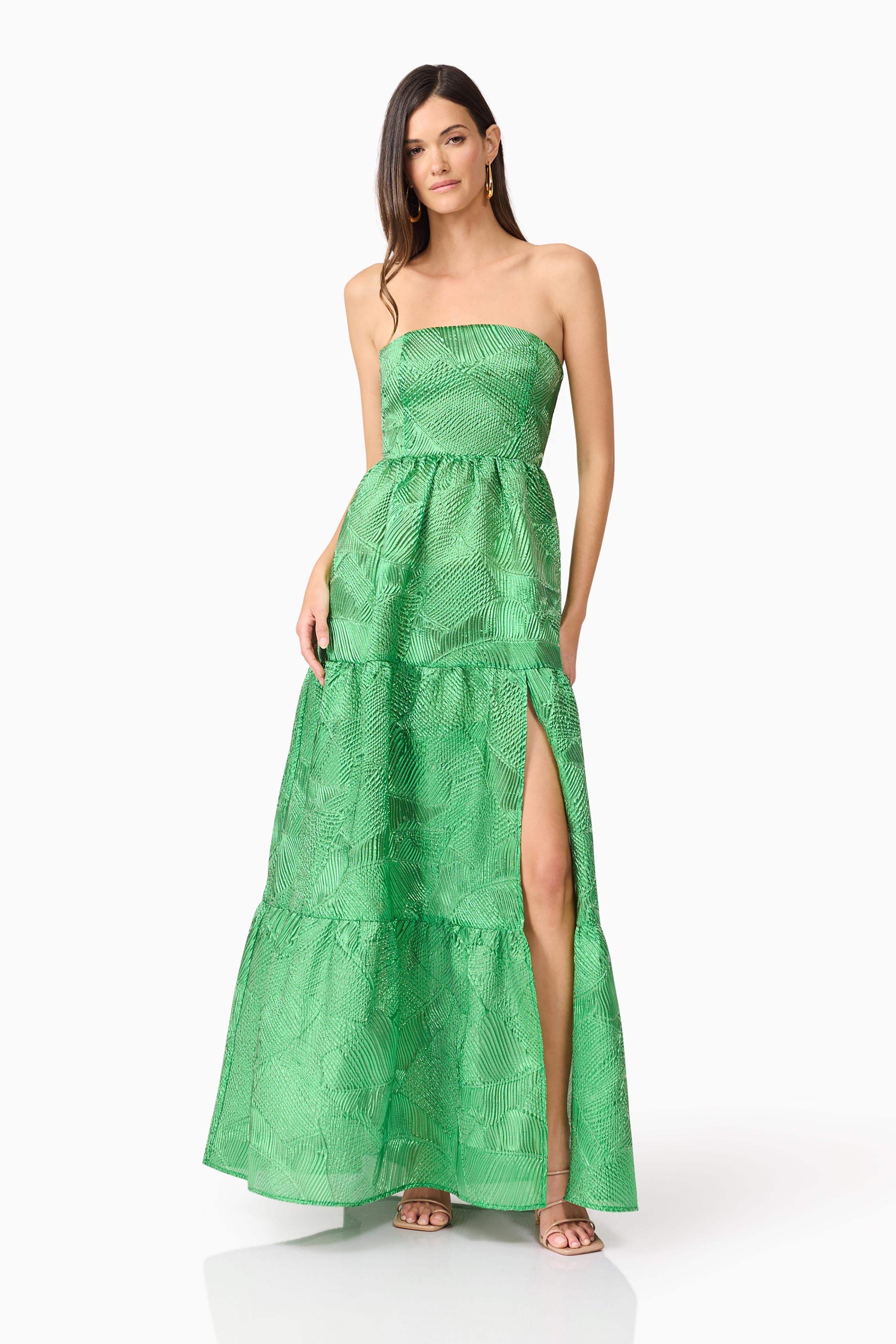 Ginnifer Strapless Maxi Dress in Green