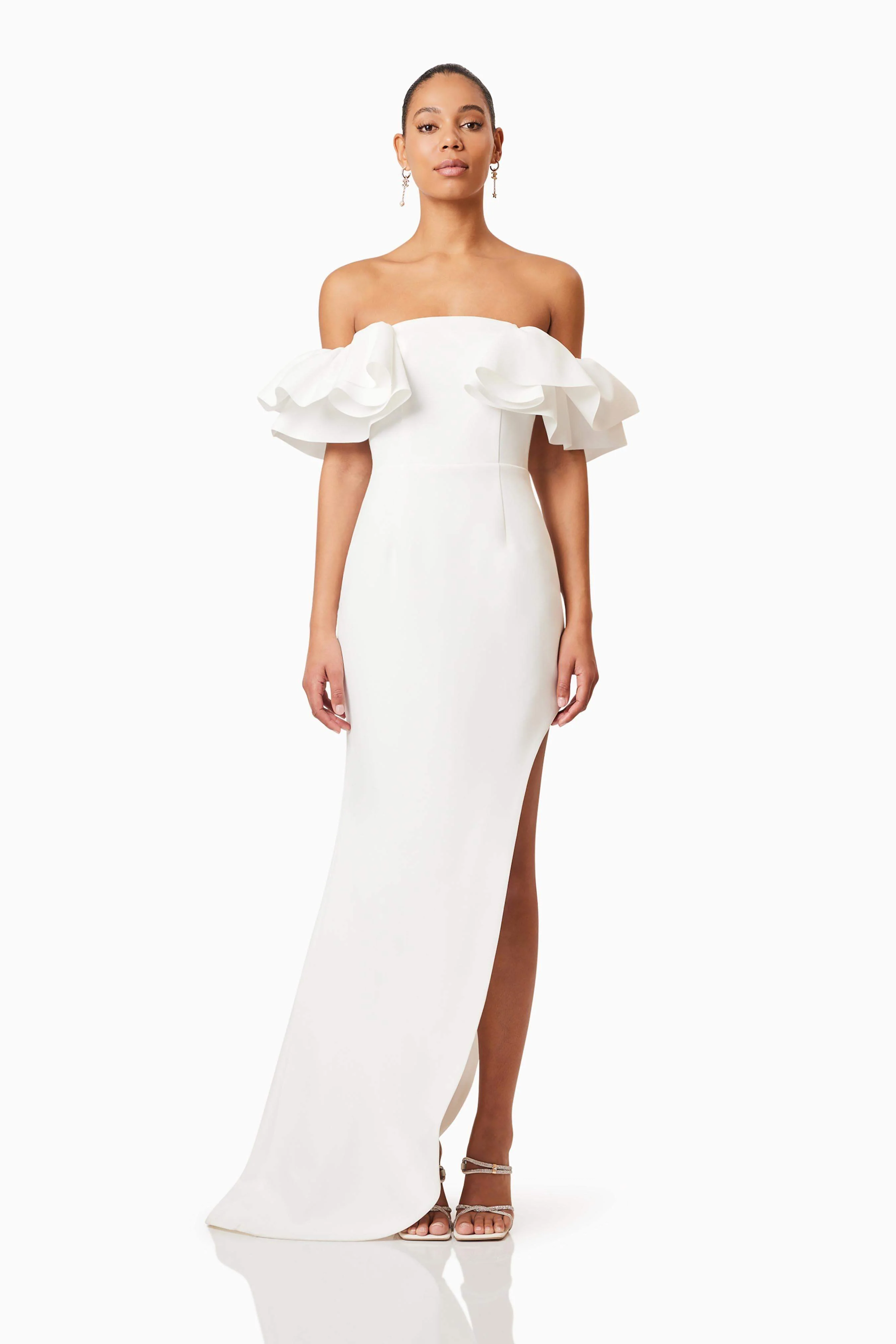 Geranium Hilo Off the Shoulder Dress in White