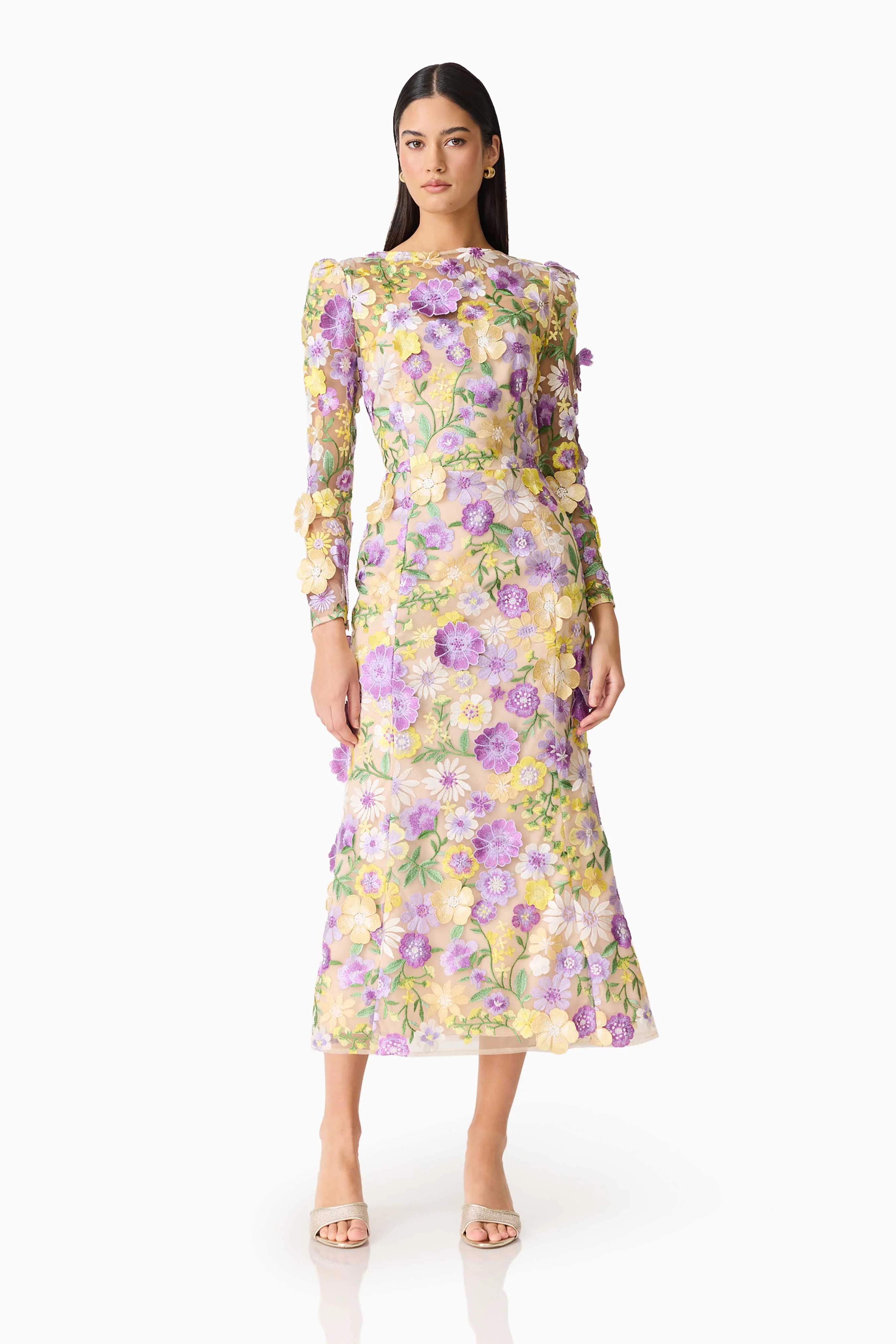 Shannon 3D Floral Midi Dress