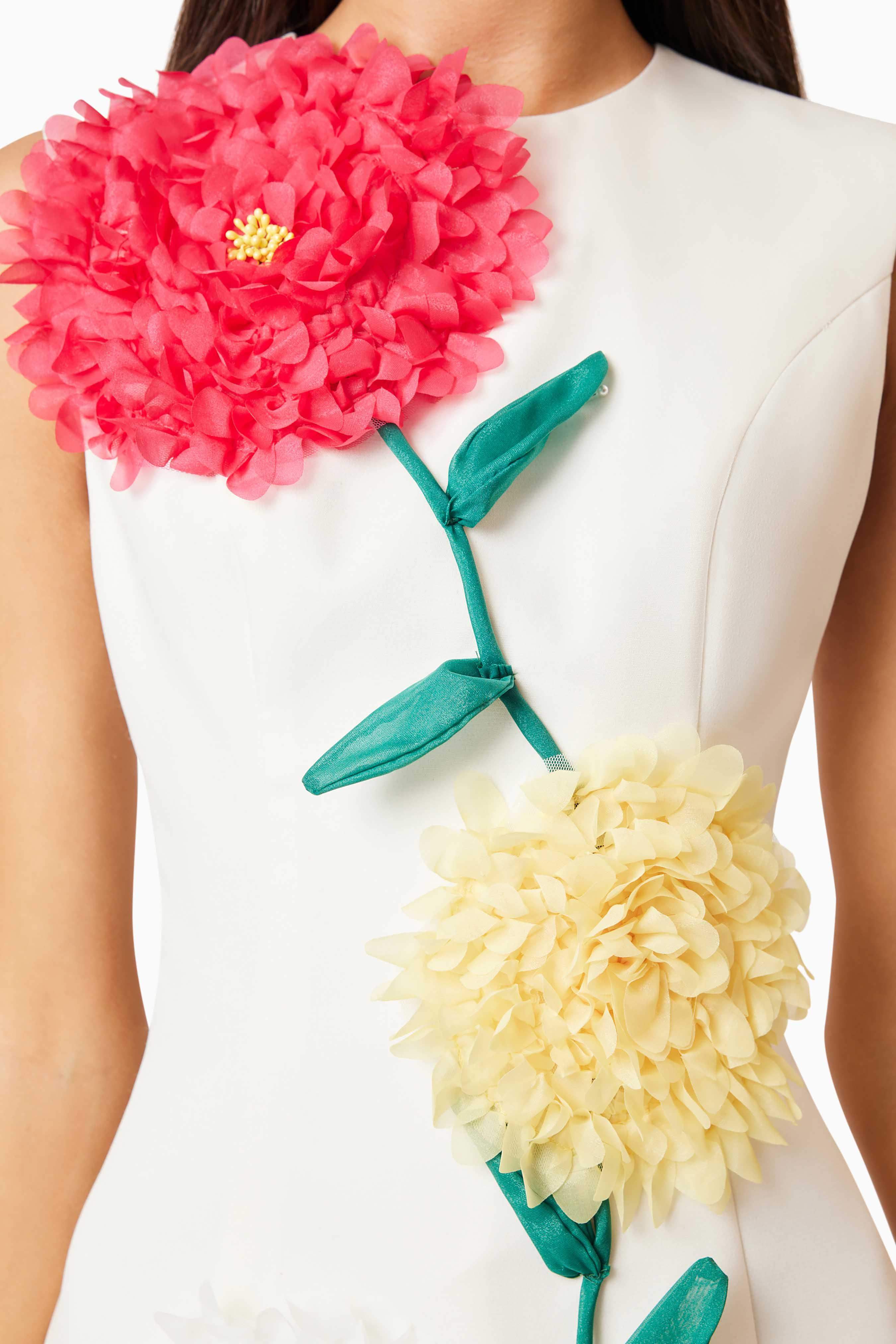 Buttercup Embroidered Mini Dress in Ivory