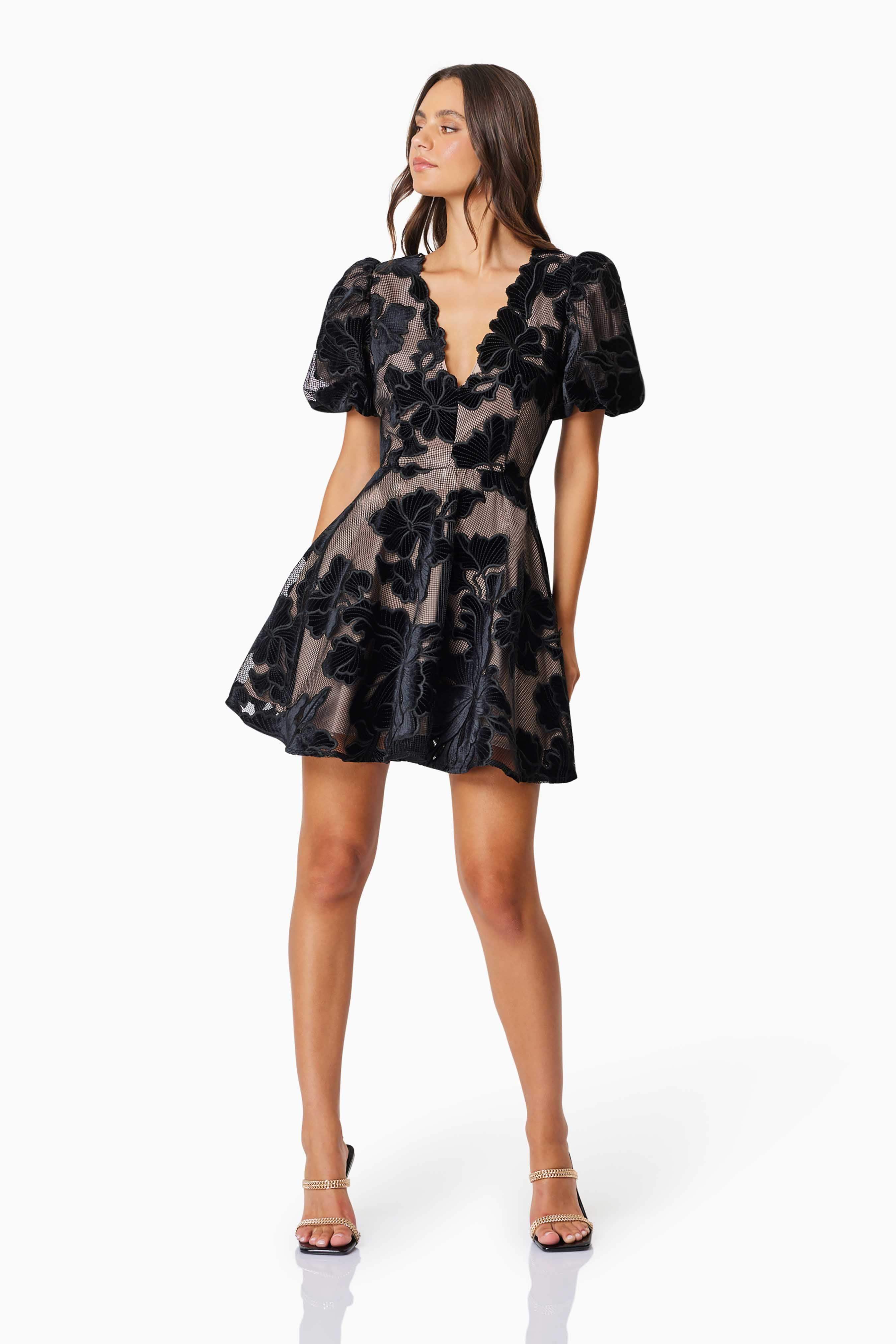 Zara Party Mini Dress In Black