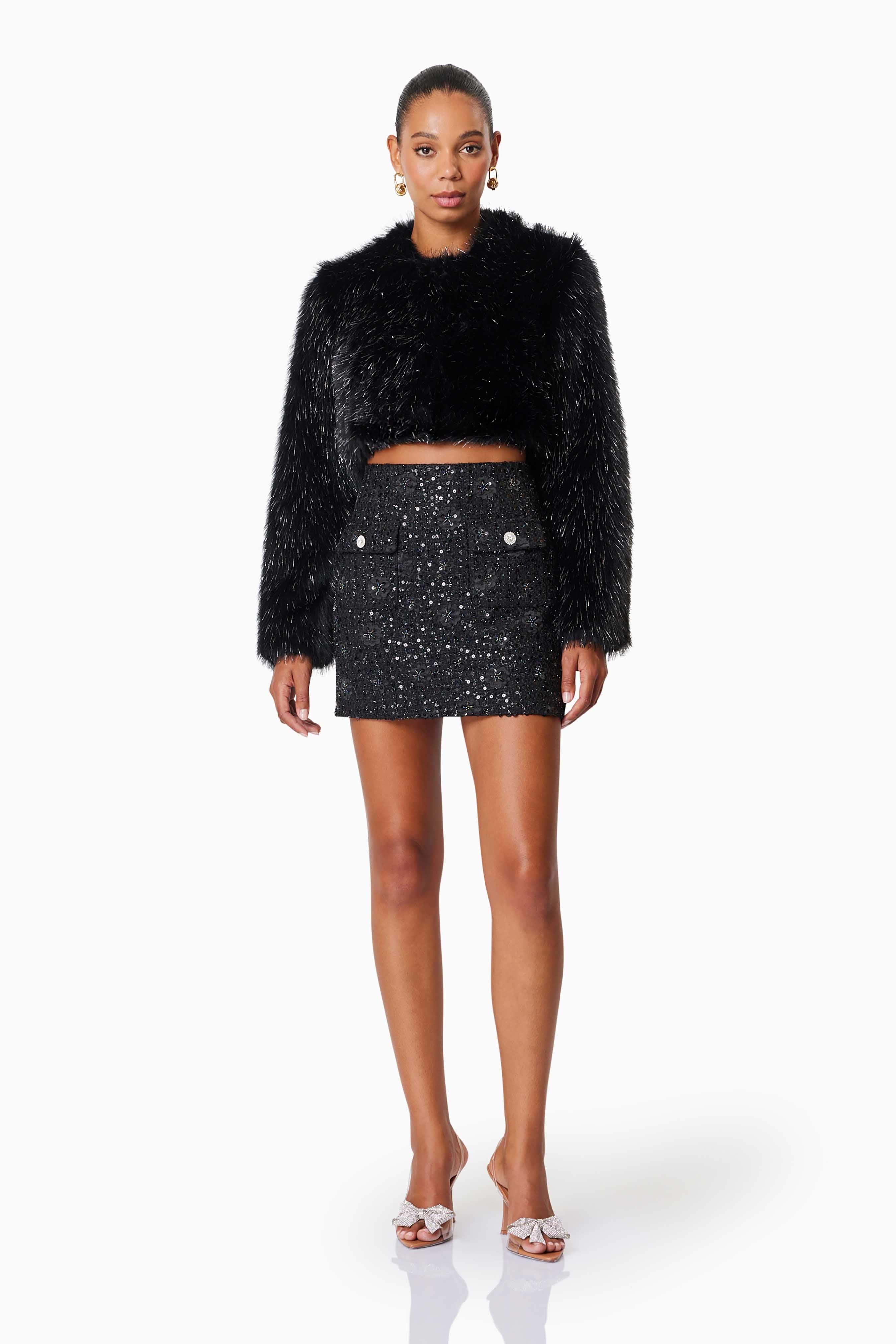 Cosette Faux Fur Jacket In Black