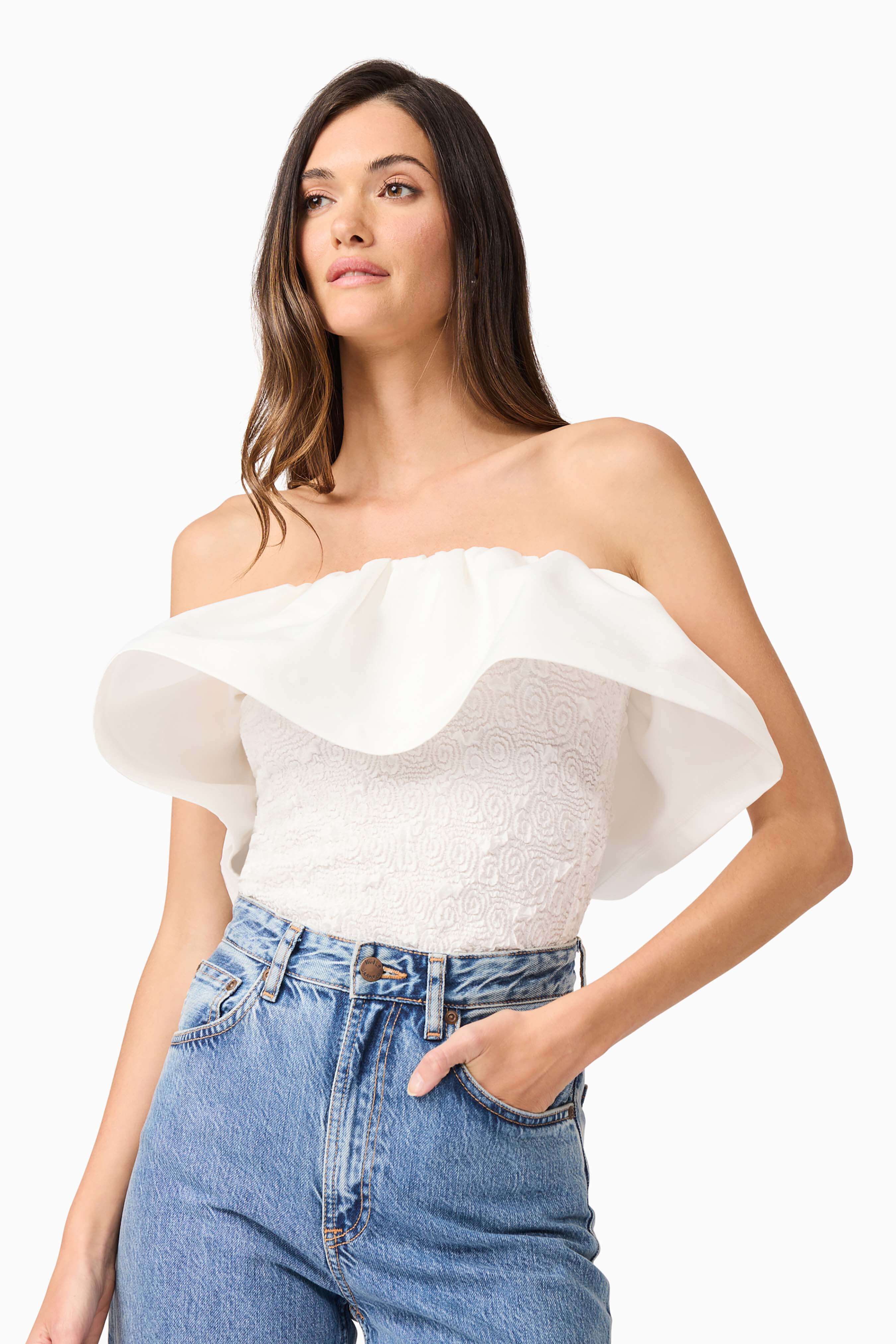 Dandelione Strapless Top in White