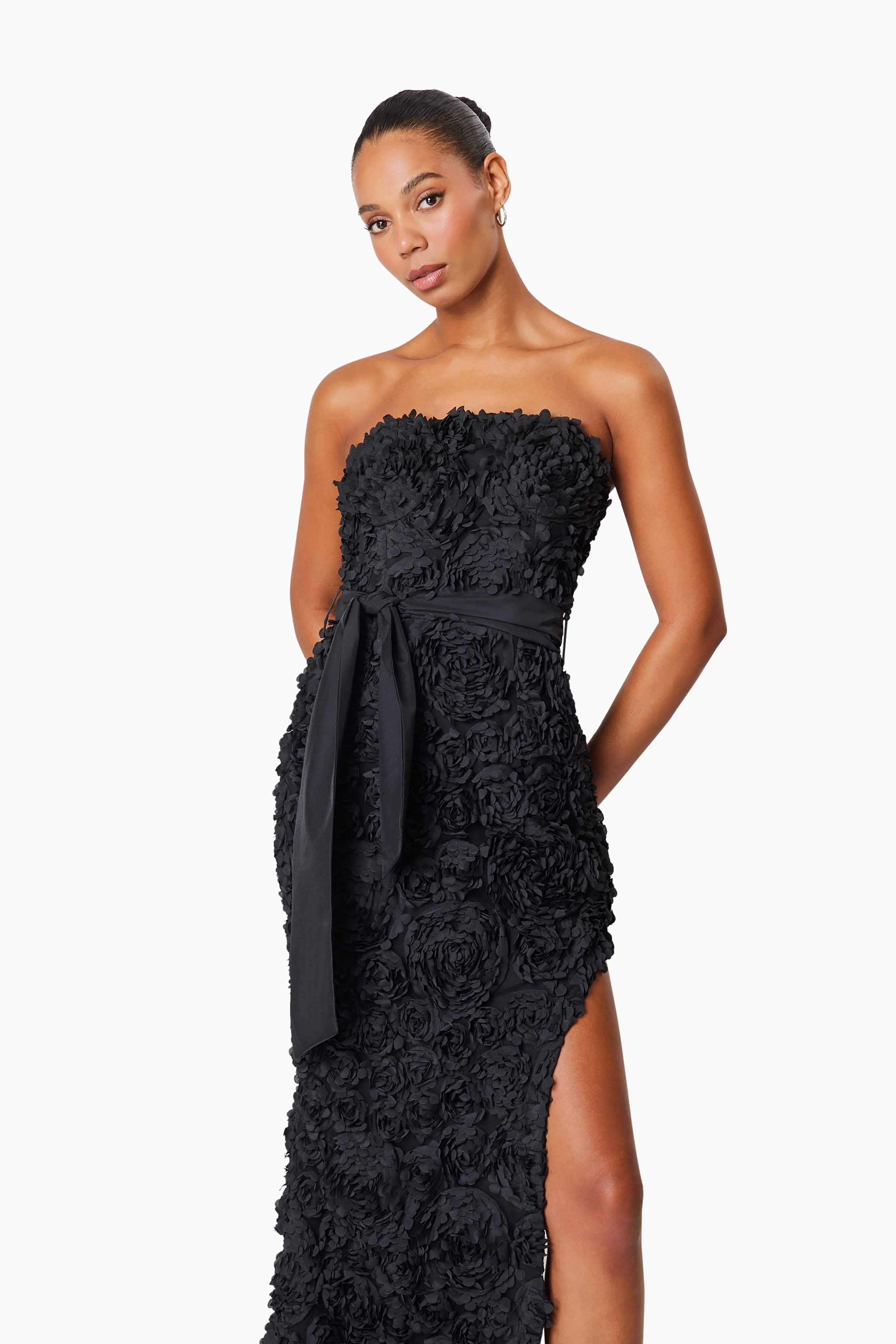 Megan Strapless Maxi Gown In Black