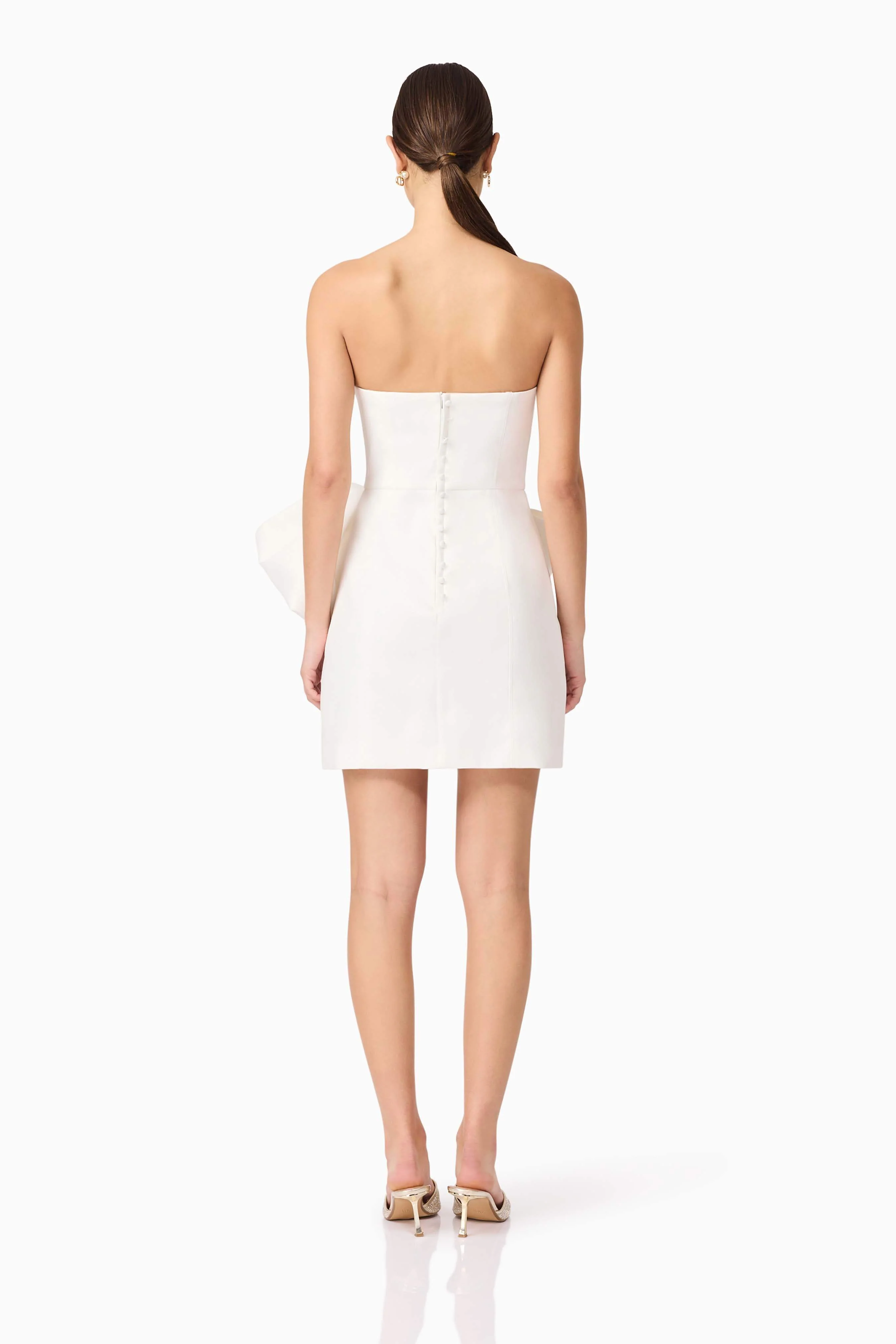 Elysie Bow Mini Dress in White