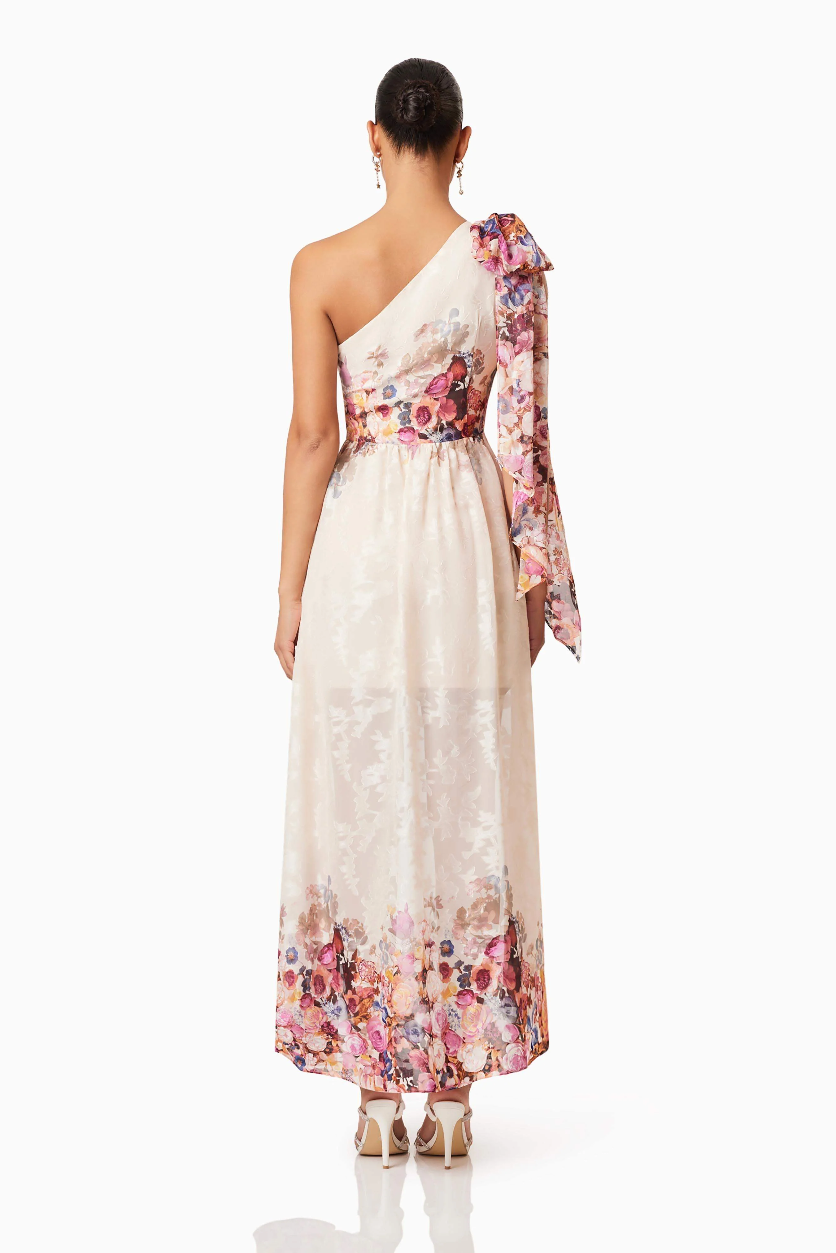 Perla Hilo One Shoulder Gown in Floral