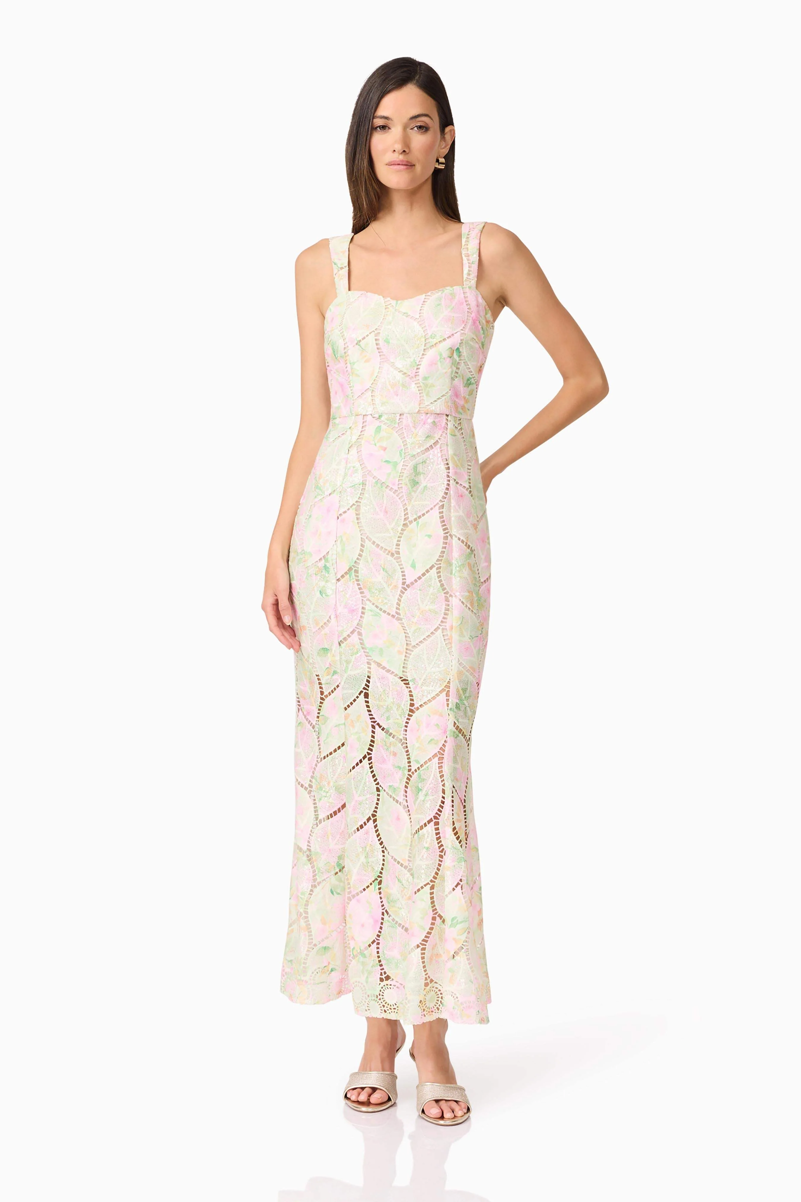 Indria Lace Maxi Dress in Floral