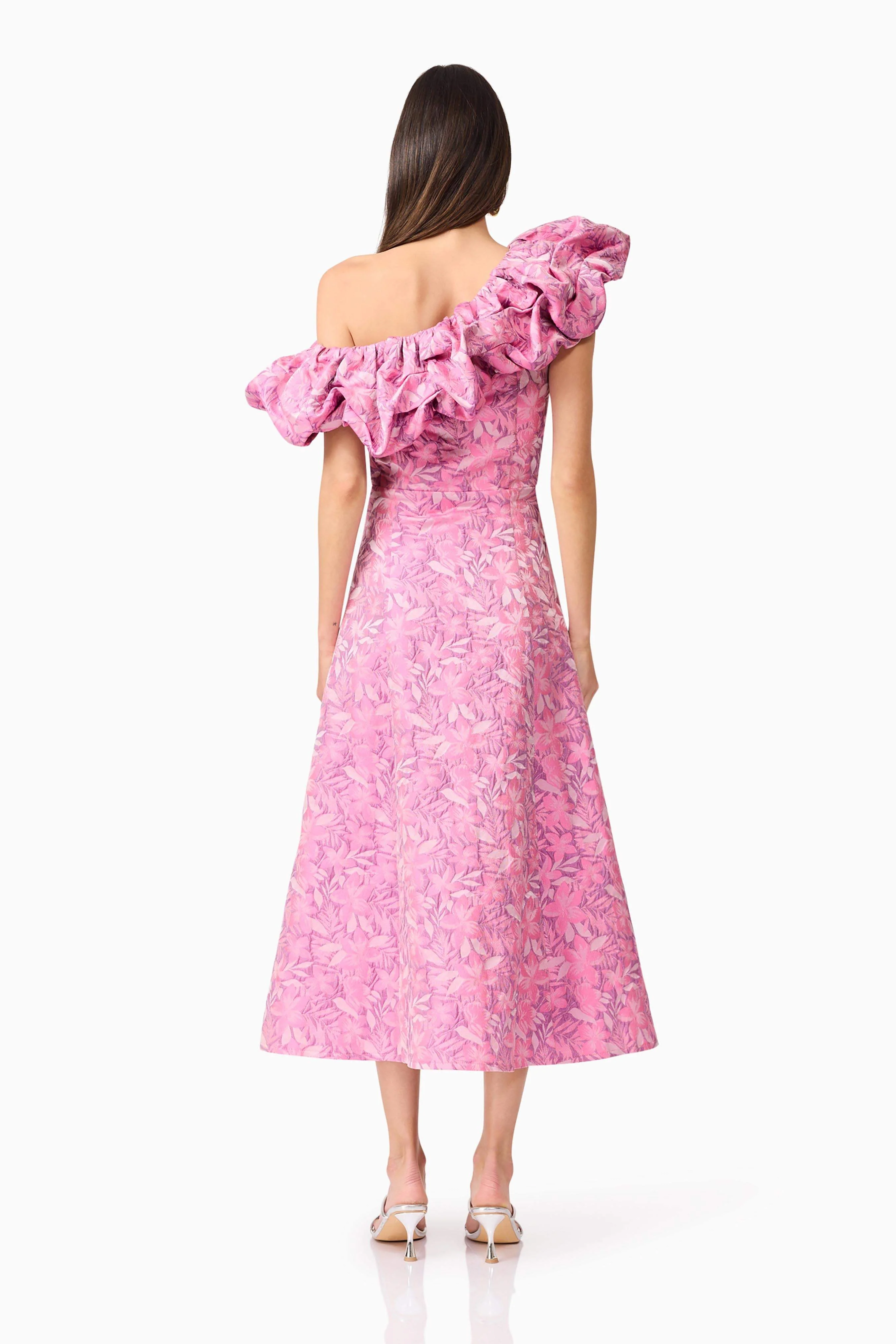 Nadeen Asymmetrical Midi Dress in Pink