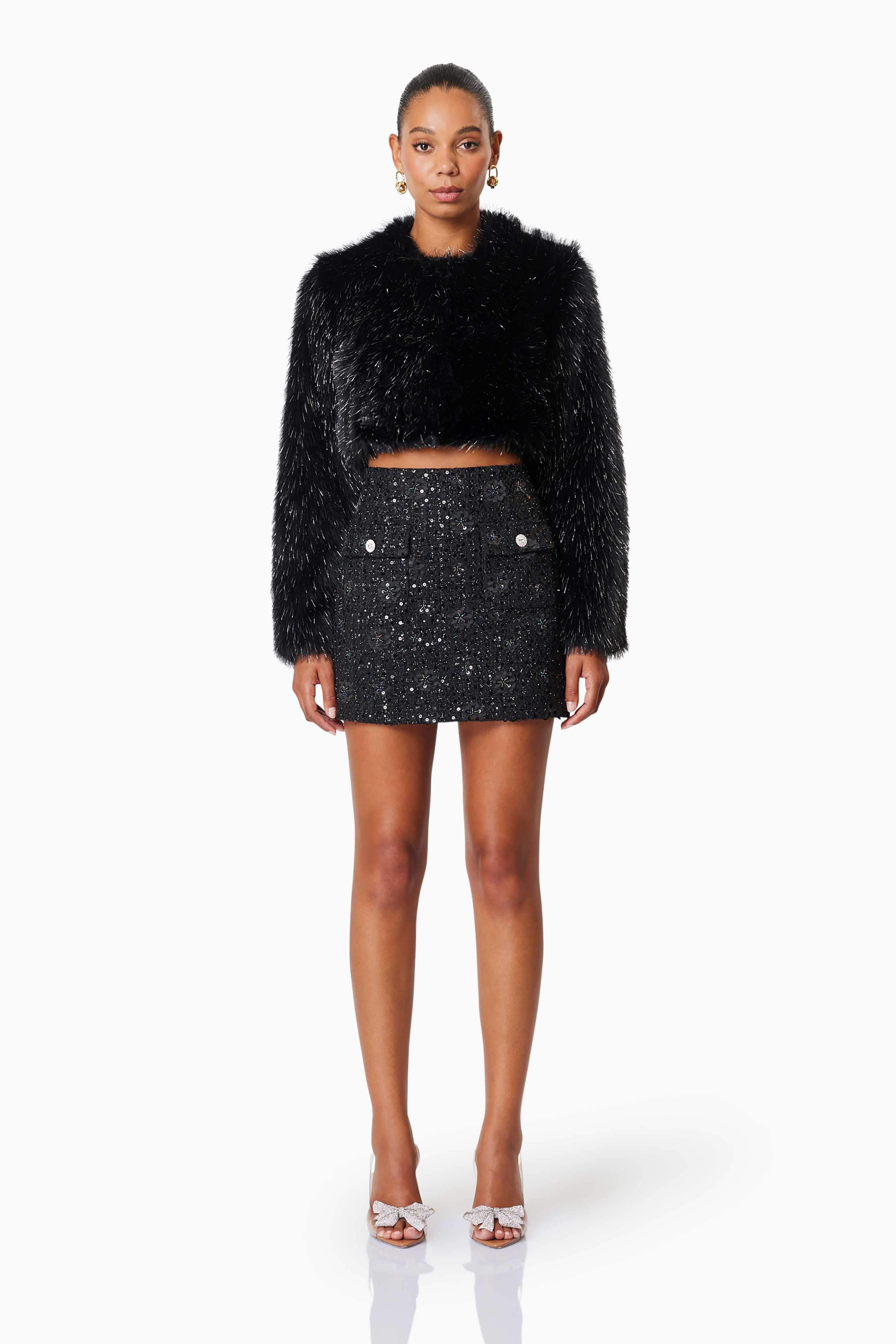 Cosette Faux Fur Jacket In Black