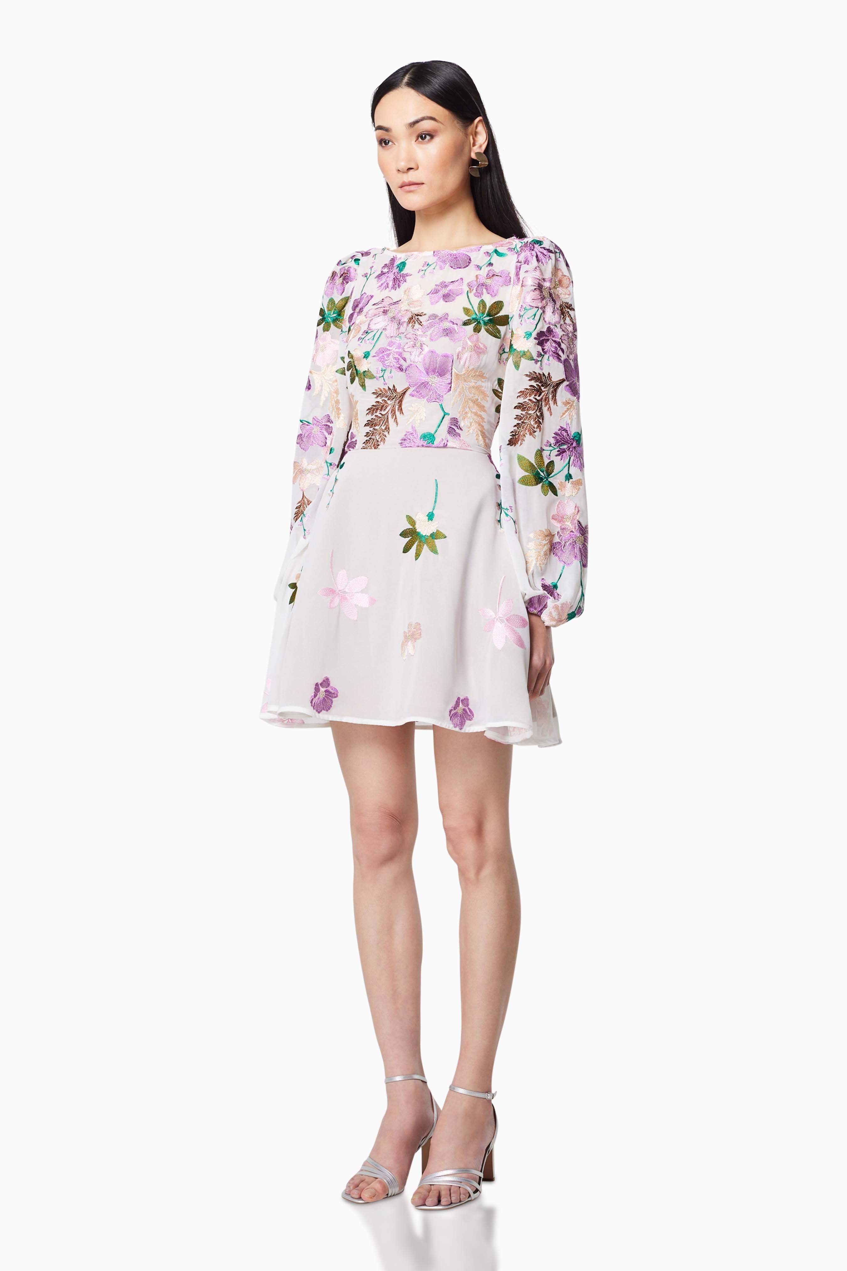 Reverie Long Sleeved Mini Dress in Purple