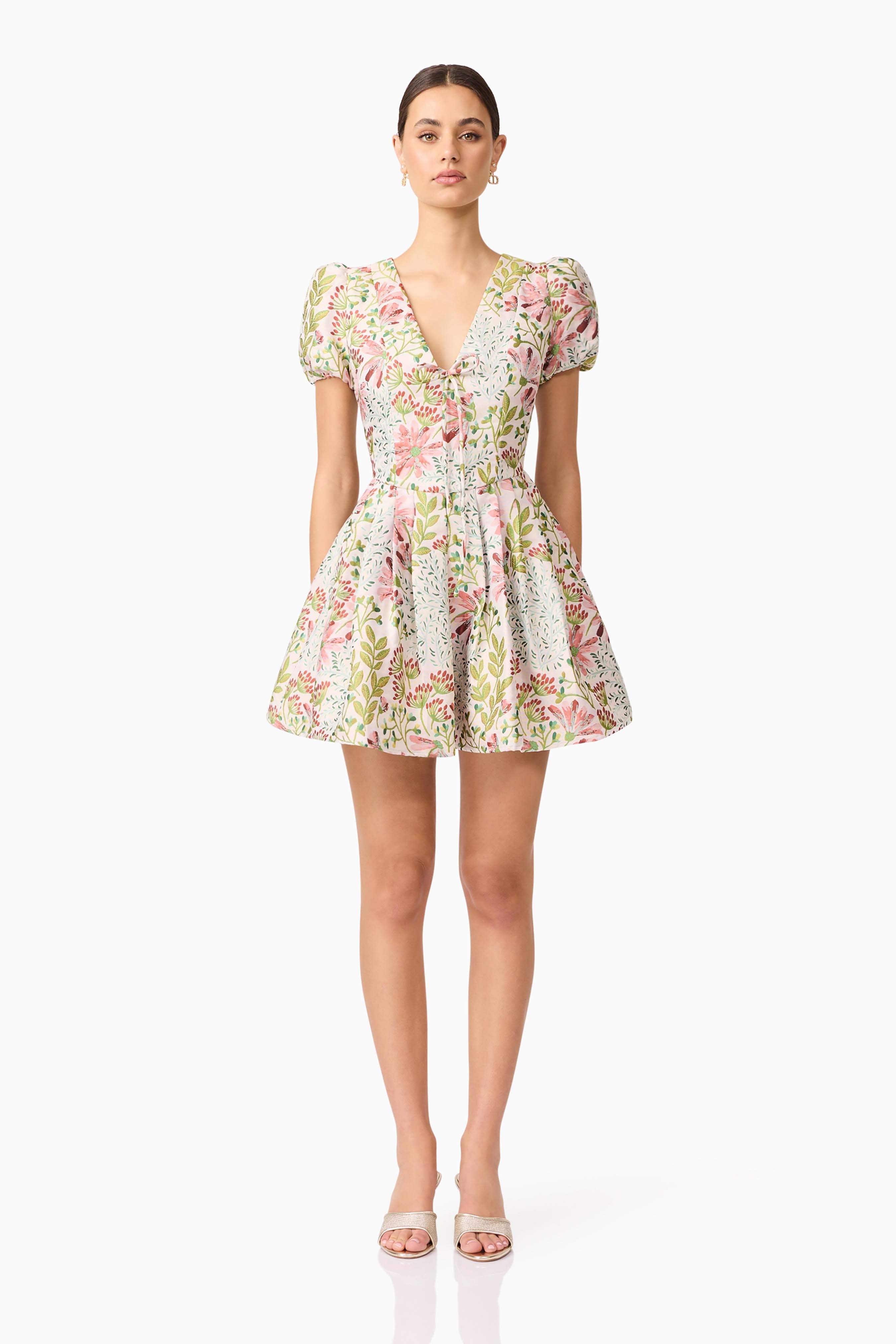 Calaantha Puff Sleeve Mini Dress in Floral