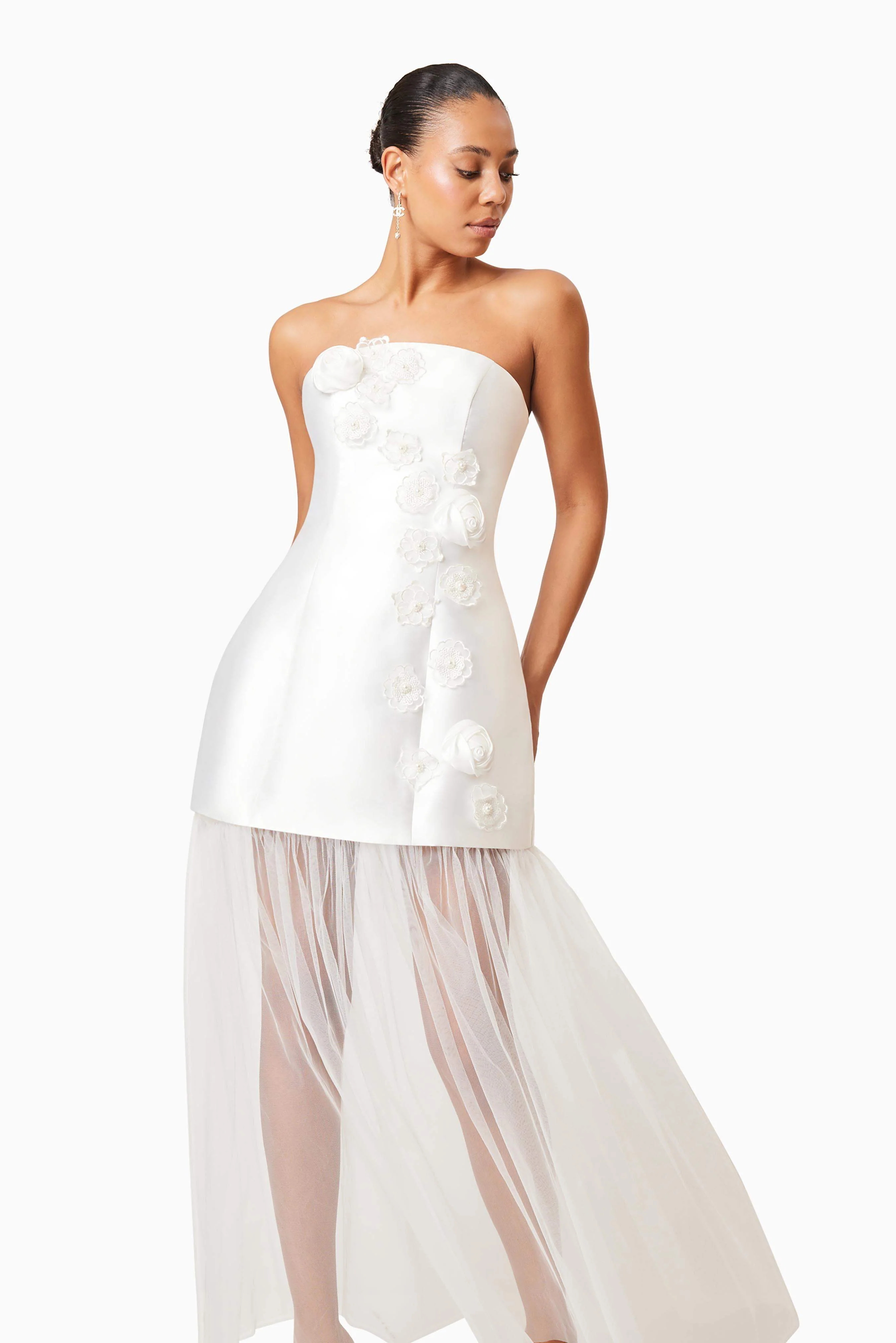 Oleander Strapless Maxi Dress In White