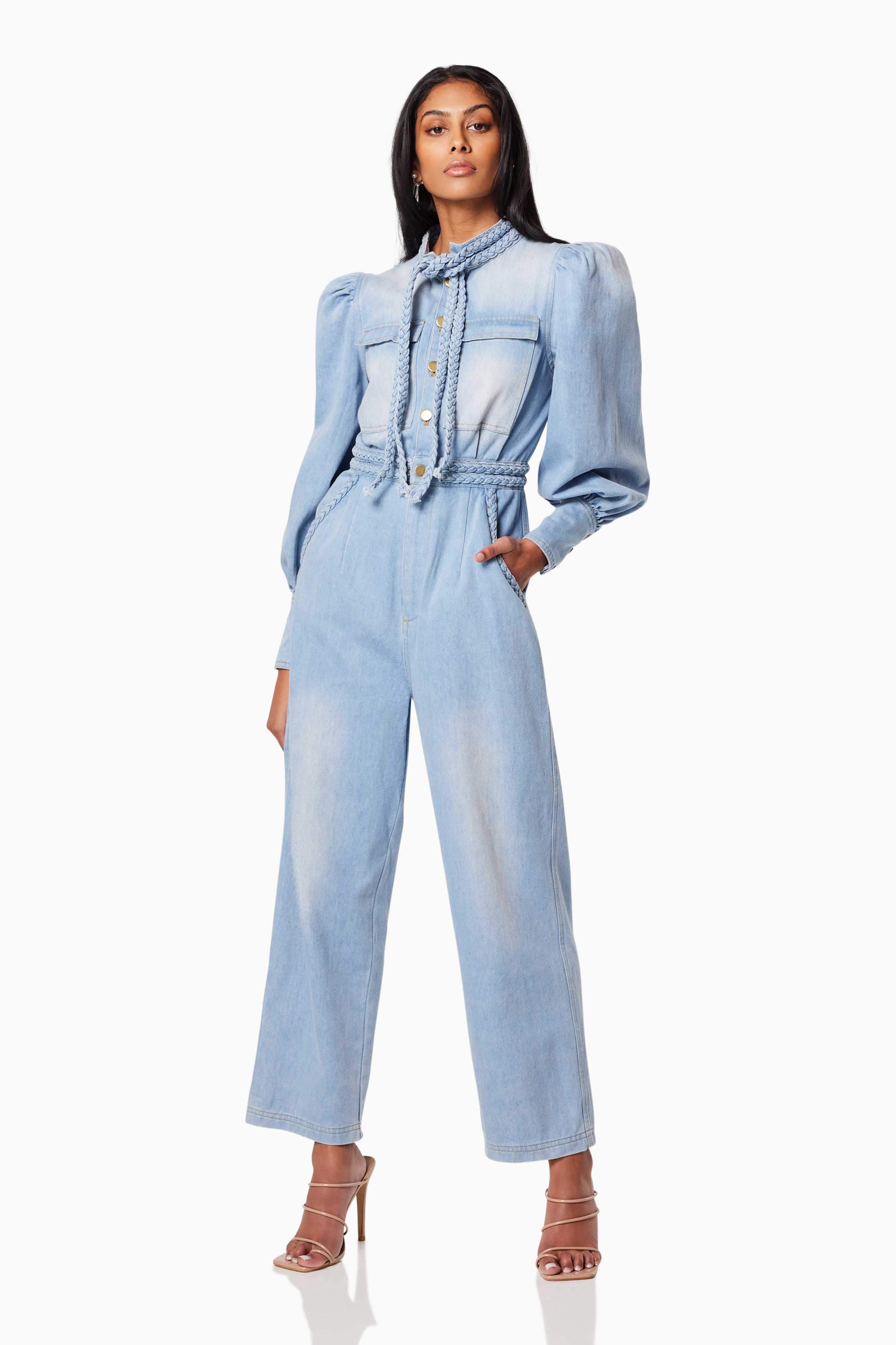 Country Long Sleeved Jumpsuit In Blue