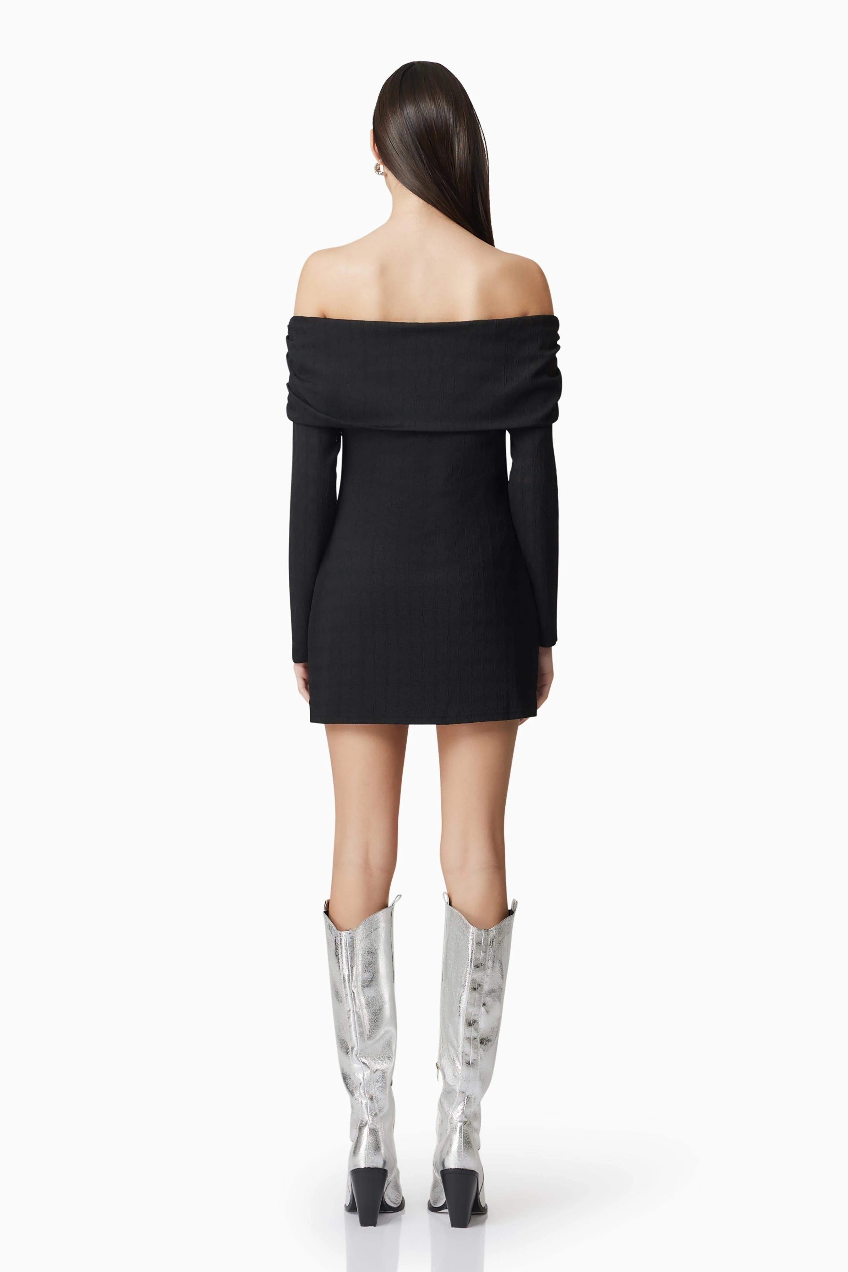 CURAAE Ari Off The Shoulder Mini Dress In Black