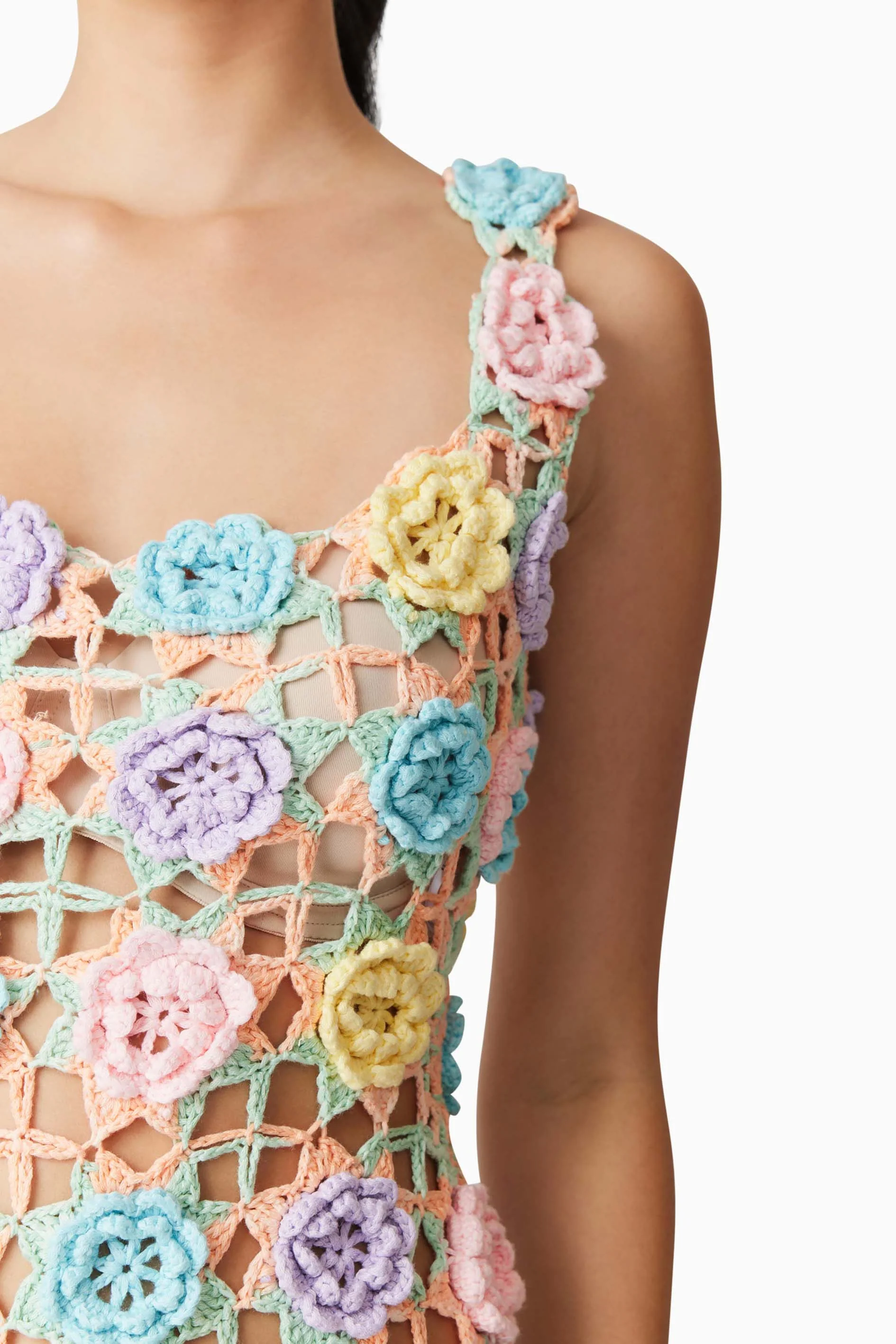 Elise Crochet Midi Dress in Purple