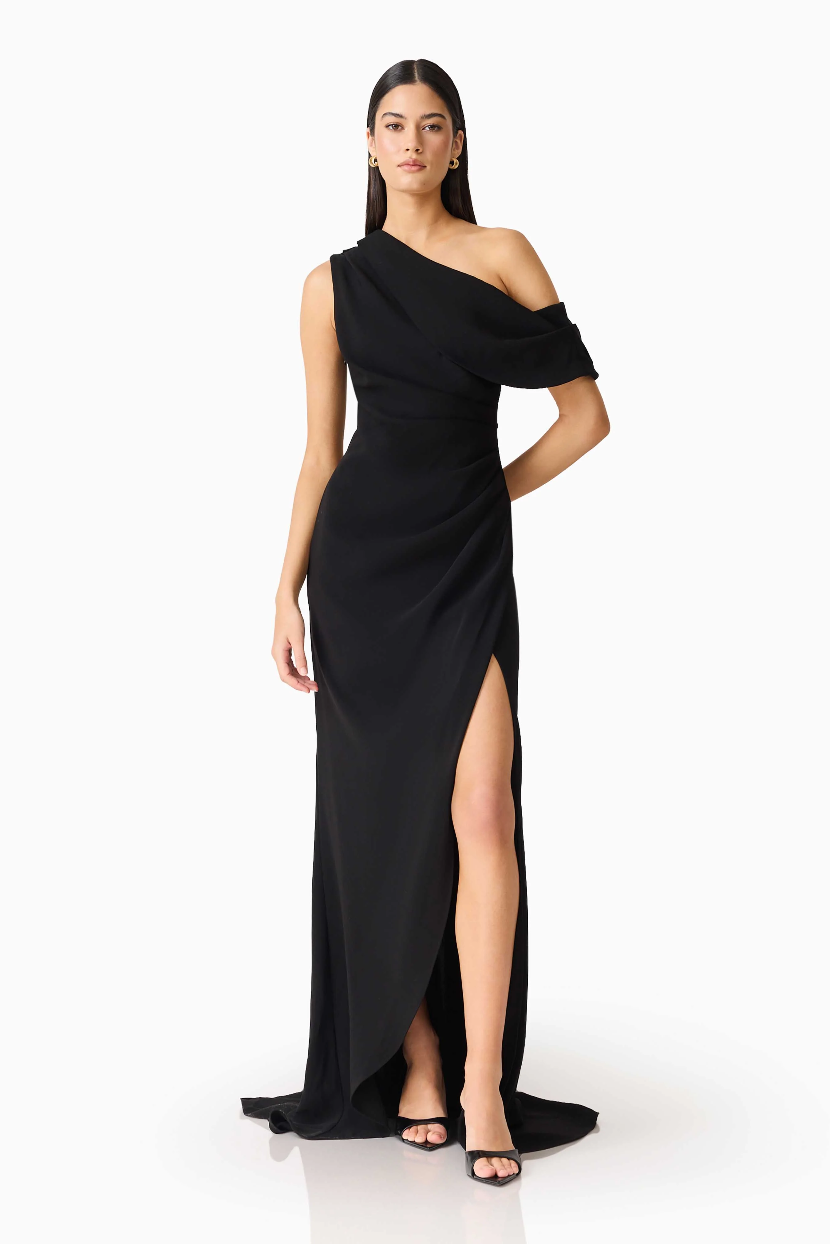 Isadora Off The Shoulder Maxi Gown in Black