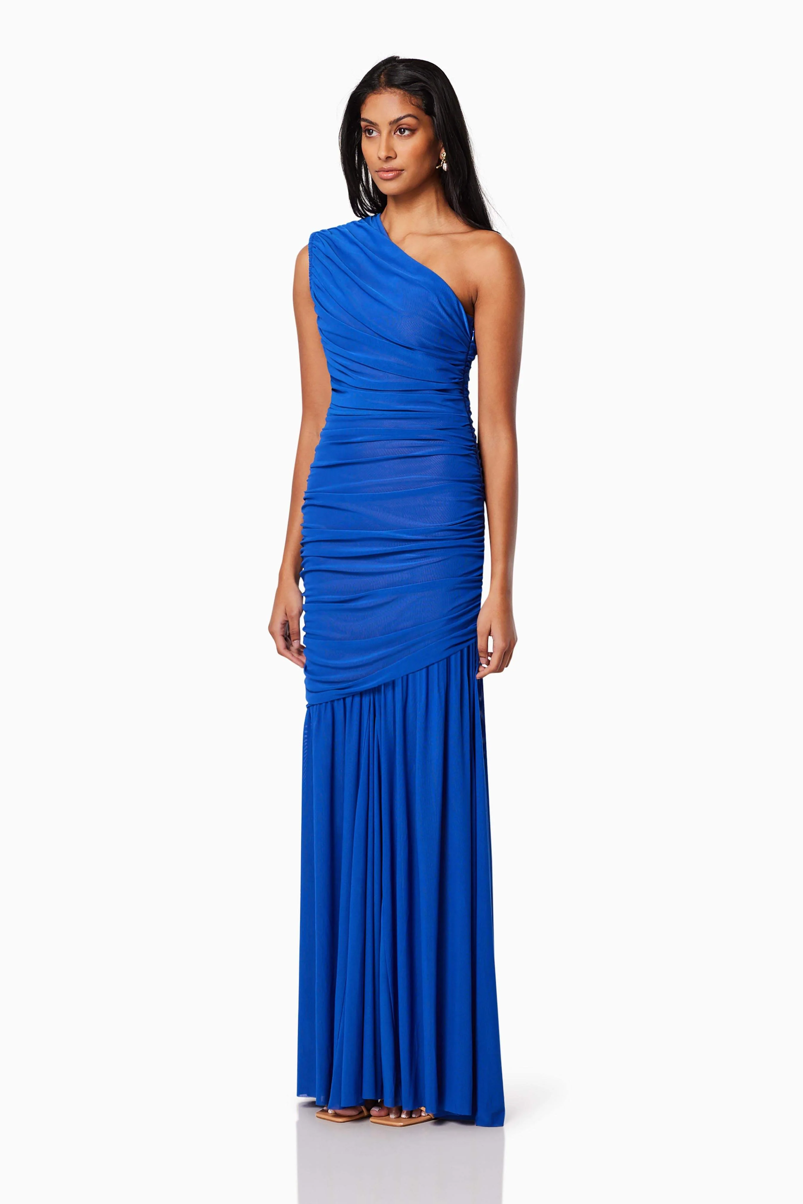 Vienna Fitted Maxi Gown In Blue