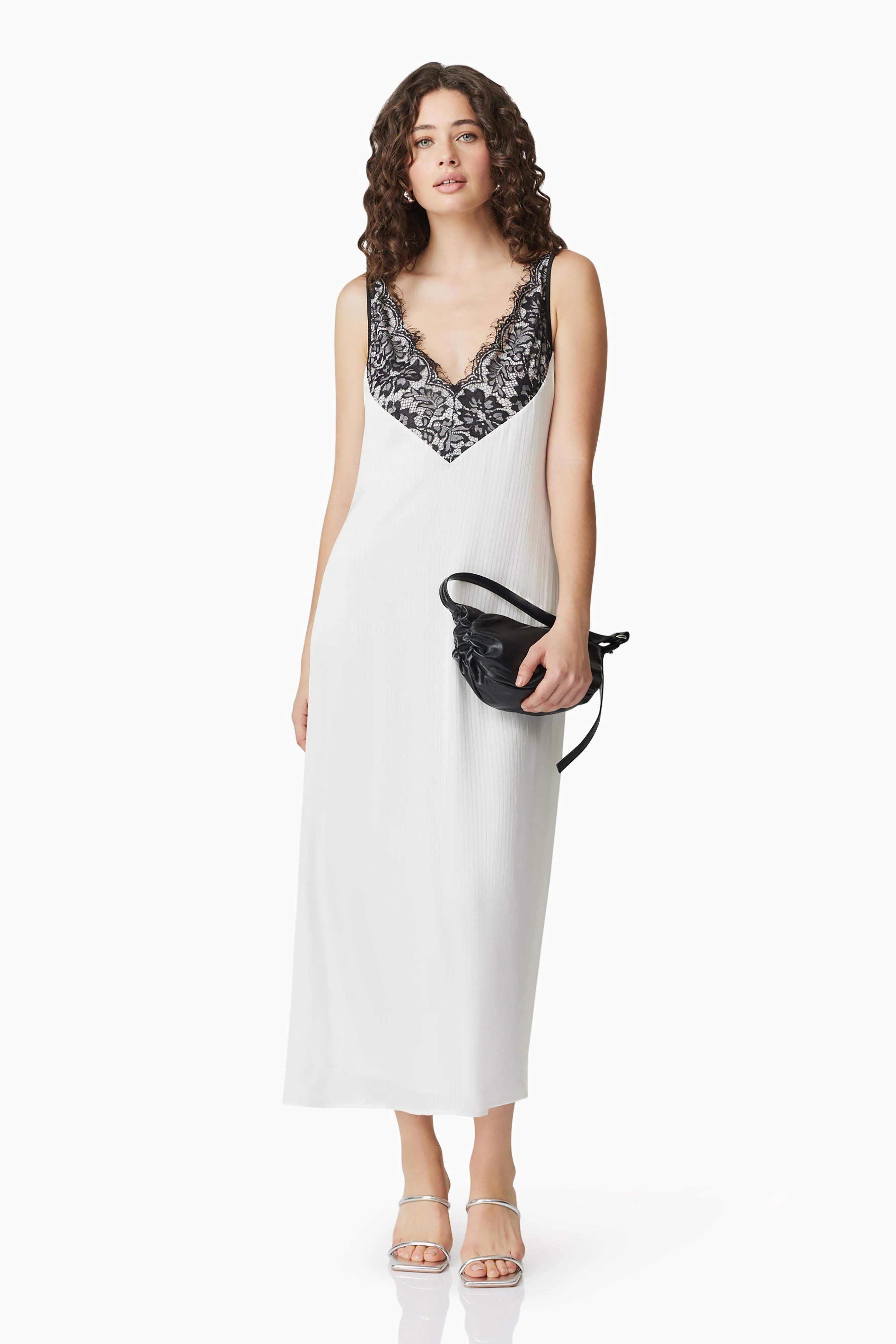 CURAAE Valentina Lace Midi Dress In White