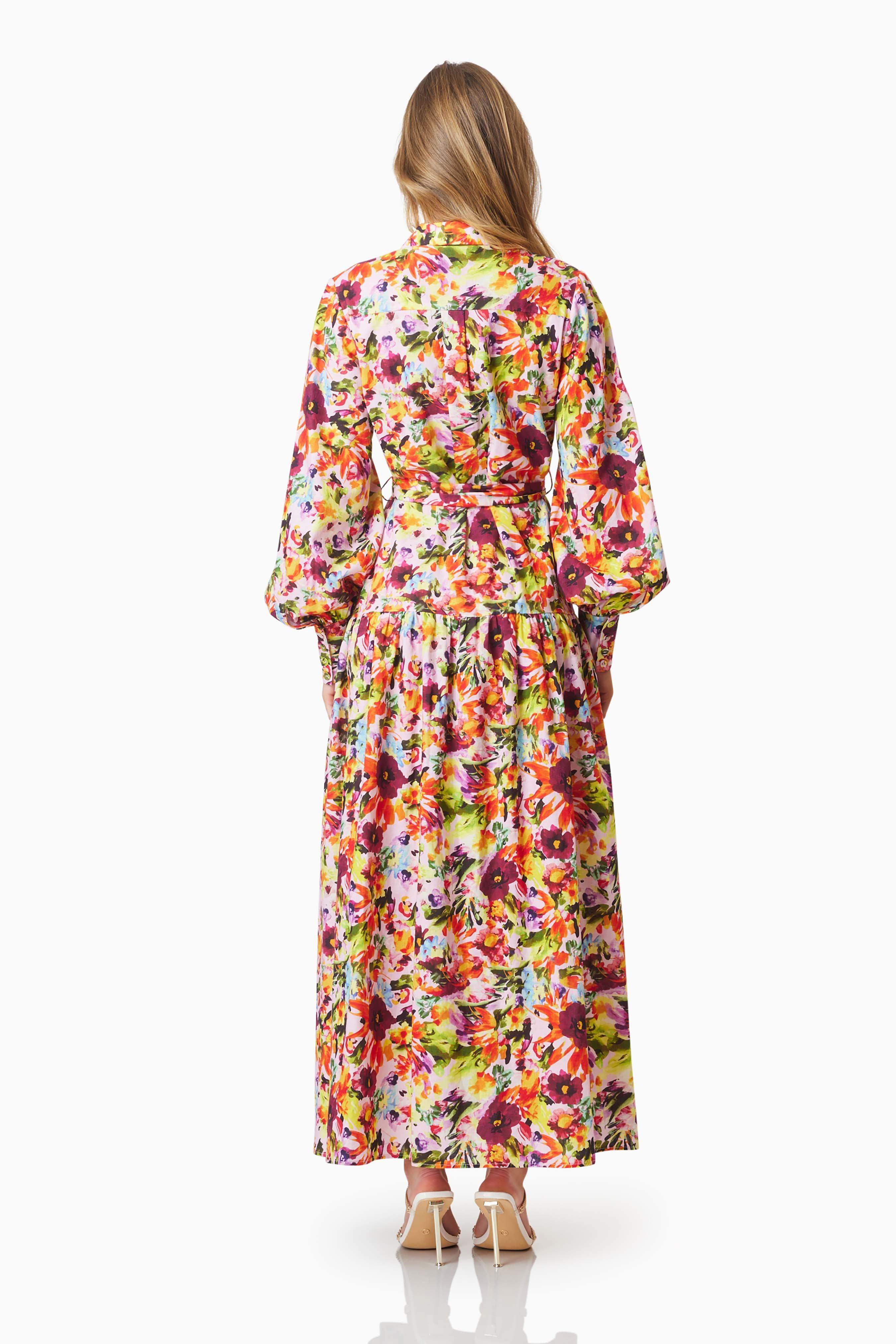 Elira Maxi Shirt Dress In Florals