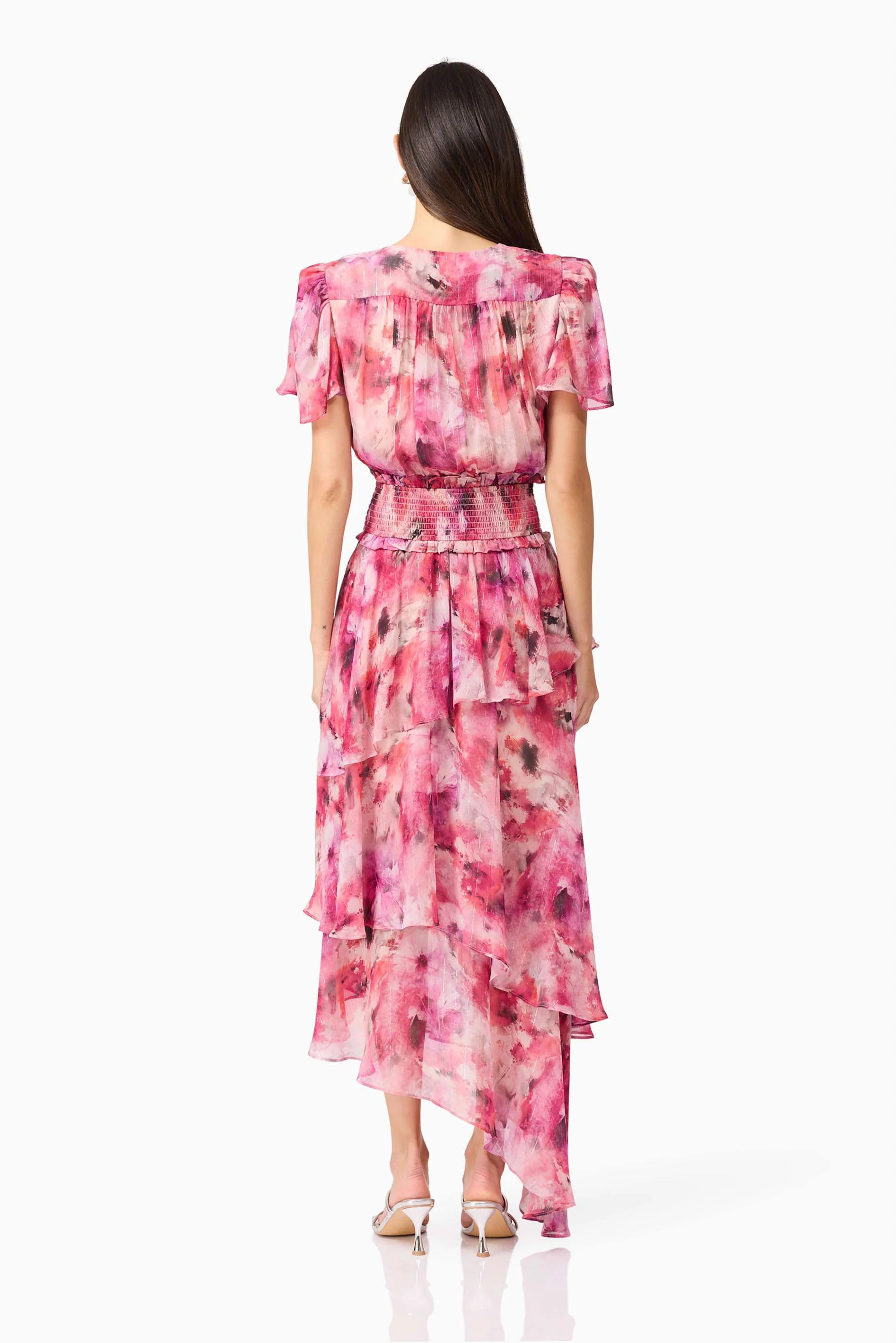 Evalina Tiered Maxi Dress in Pink