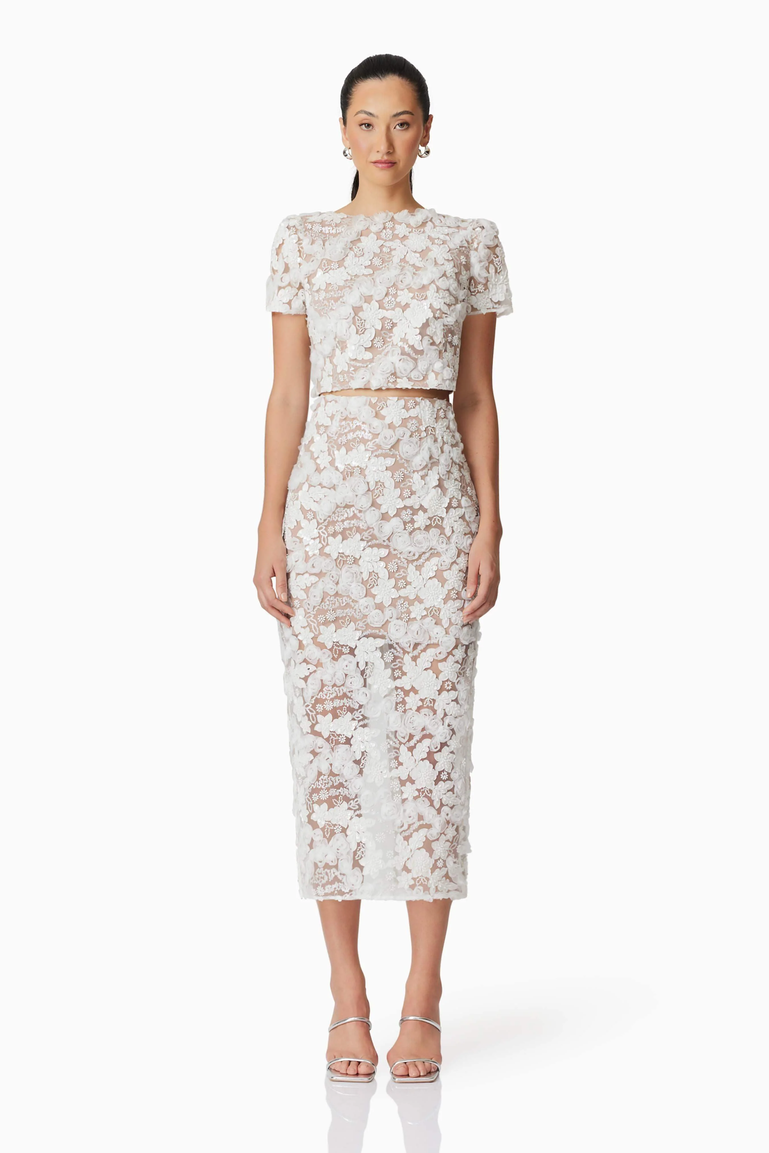 Vonni Sequin Set in White