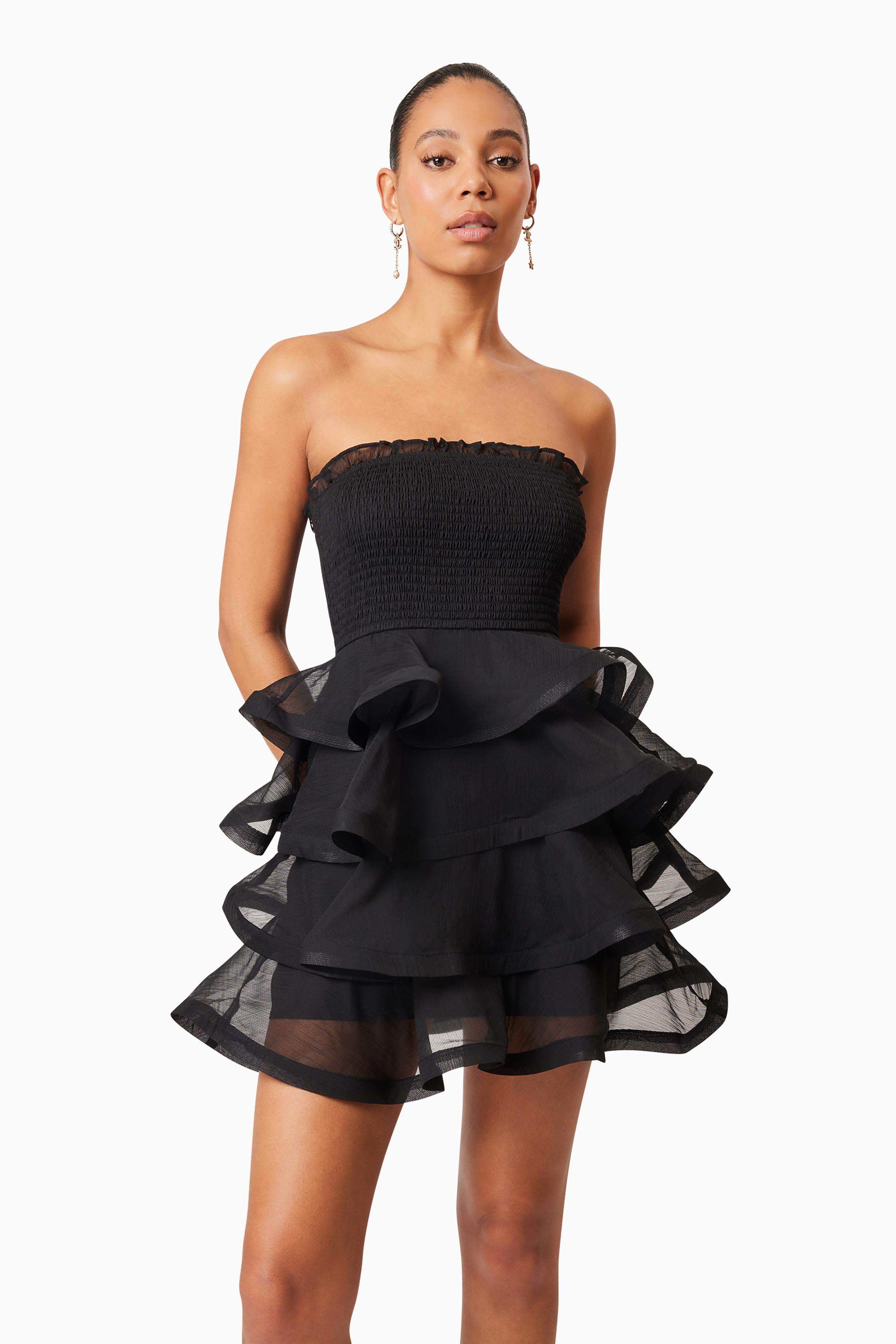 Louise Strapless Mini Dress In Black
