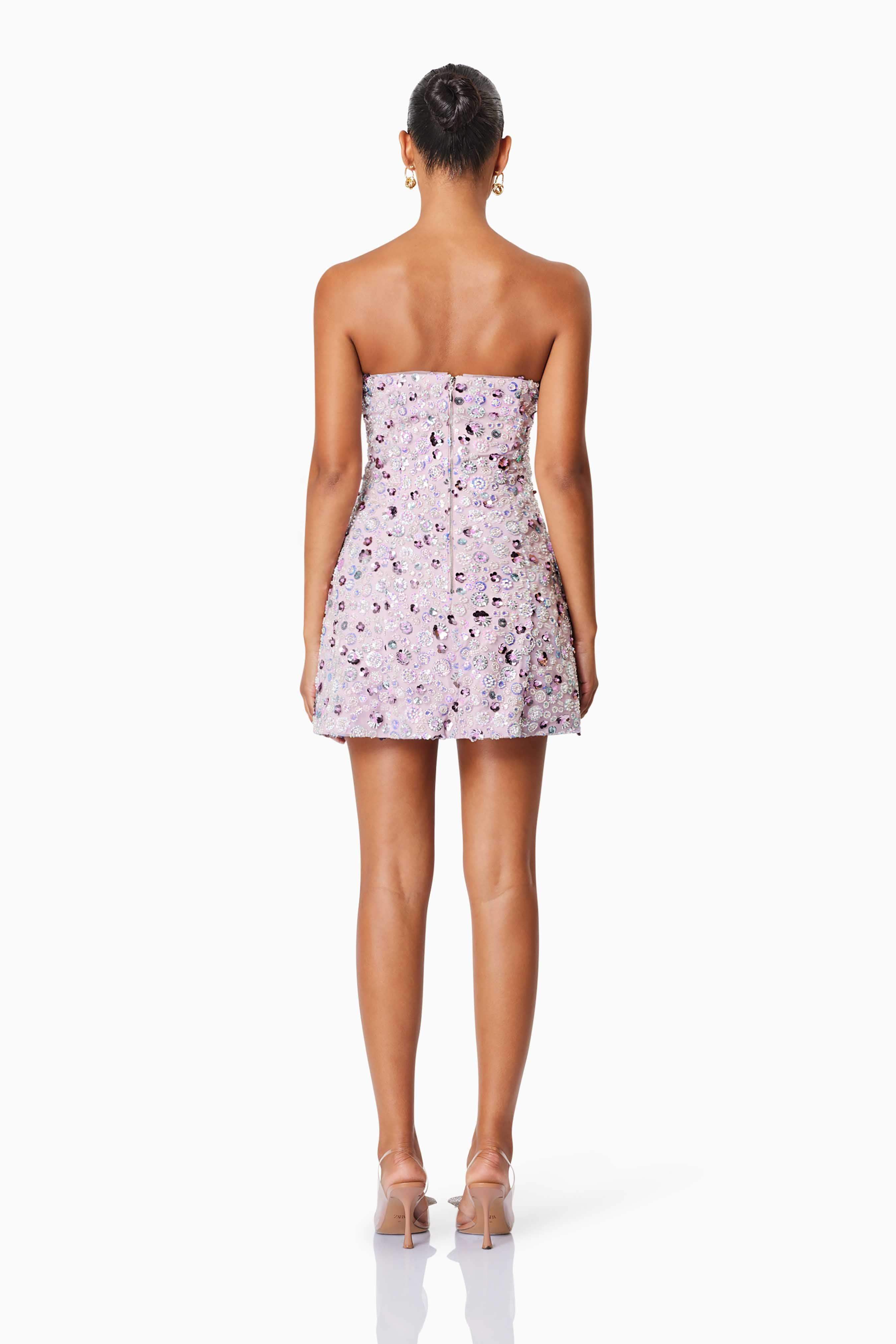 Aurora Strapless Party Mini Dress In Purple