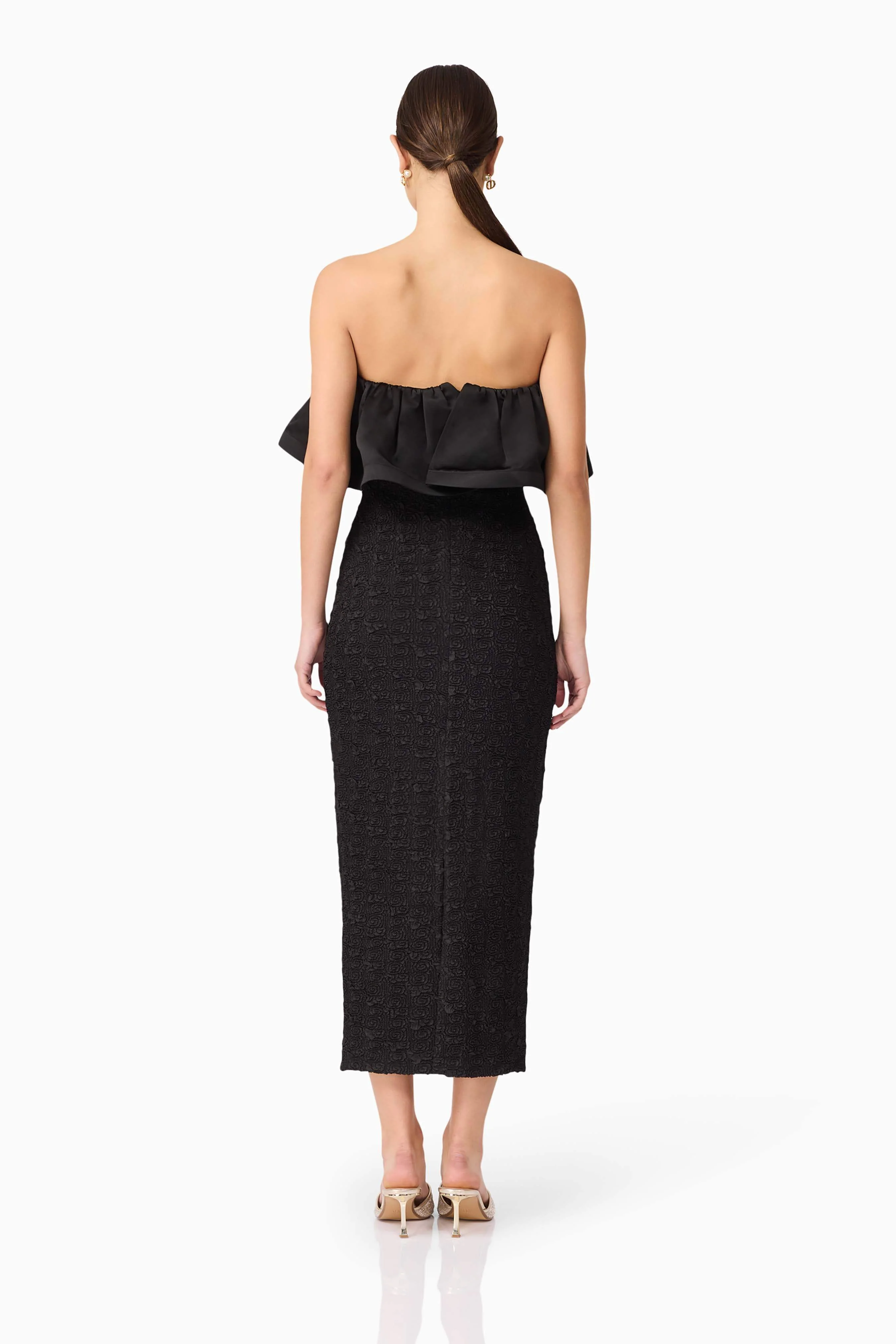 Dandelione Strapless Midi Dress in Black