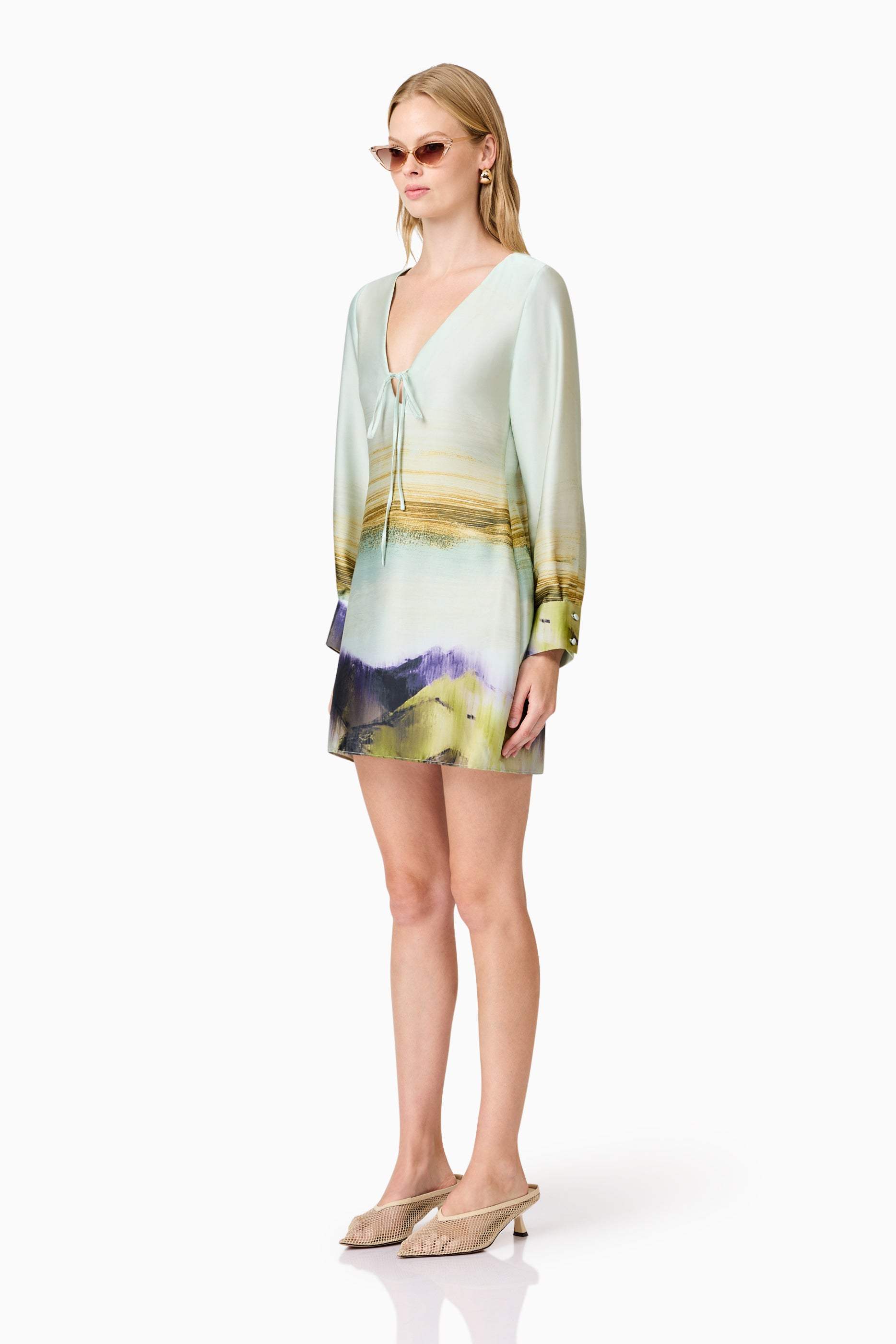 CURAAE Willow Satin Mini Dress In Blue